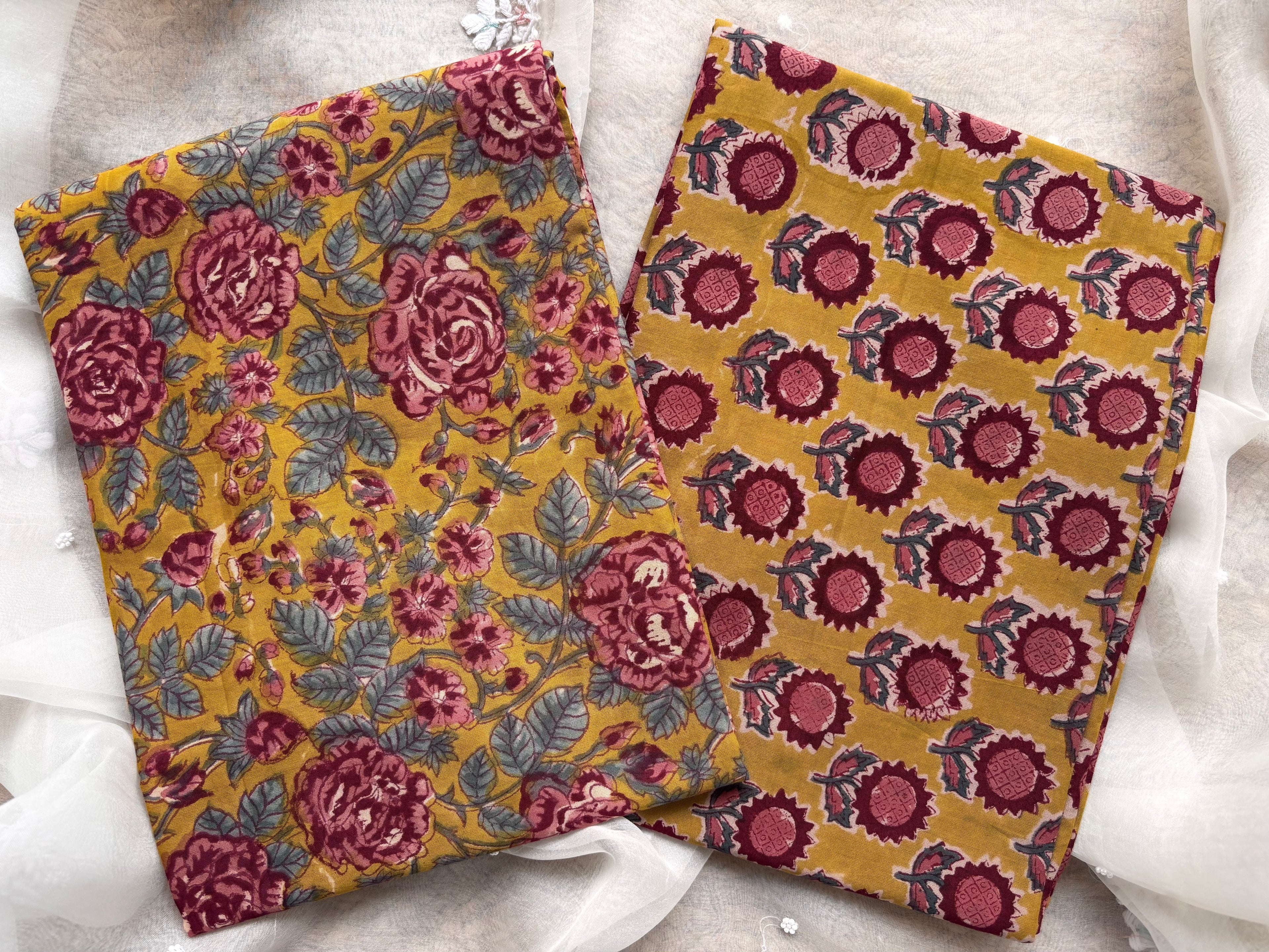 Lemon Green Kalamkari Mulmul Cotton 2pc Set