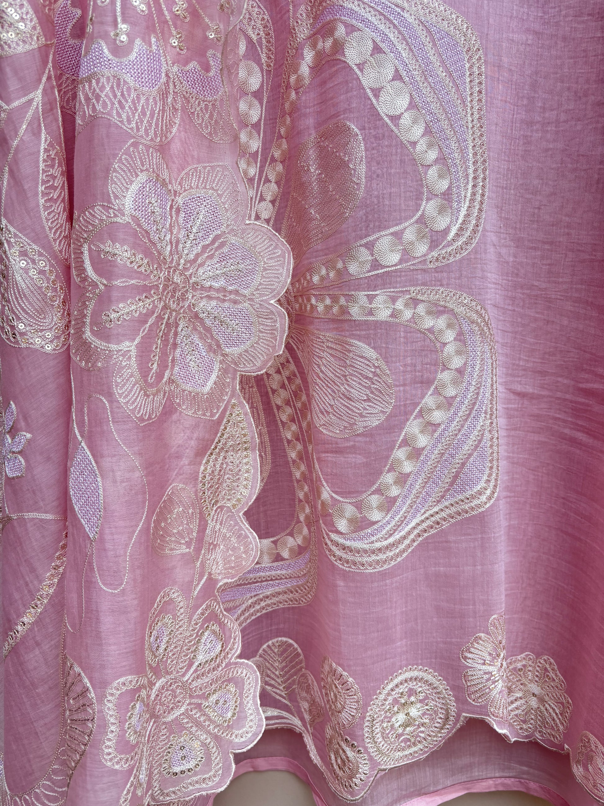 Mulmul Chanderi Dori Sequence Embroidery Suit