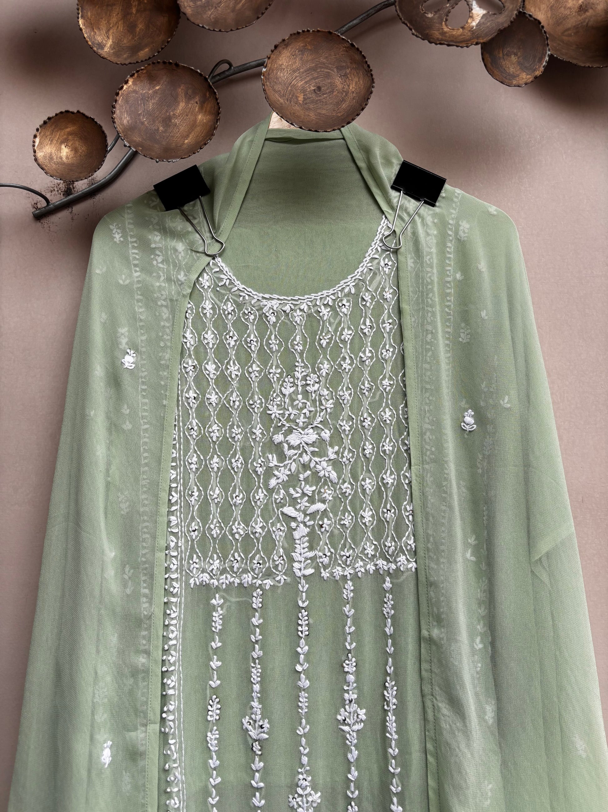 Pistachio Noor Georgette Unstitched Suit