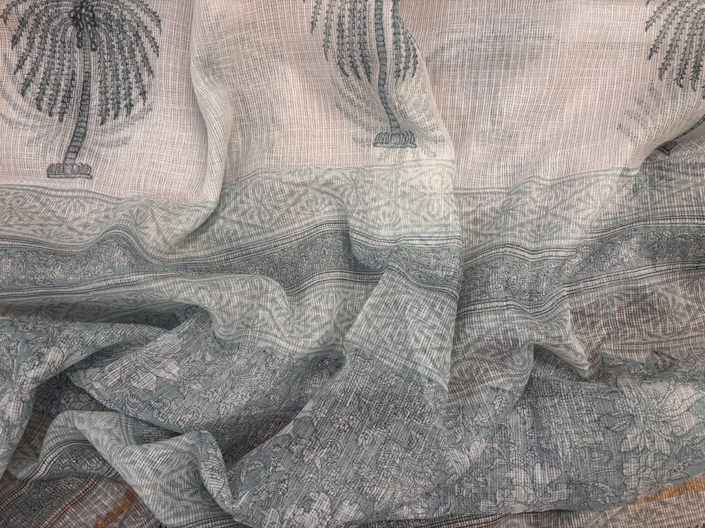 Light Blue Handblock Unstitched Suit