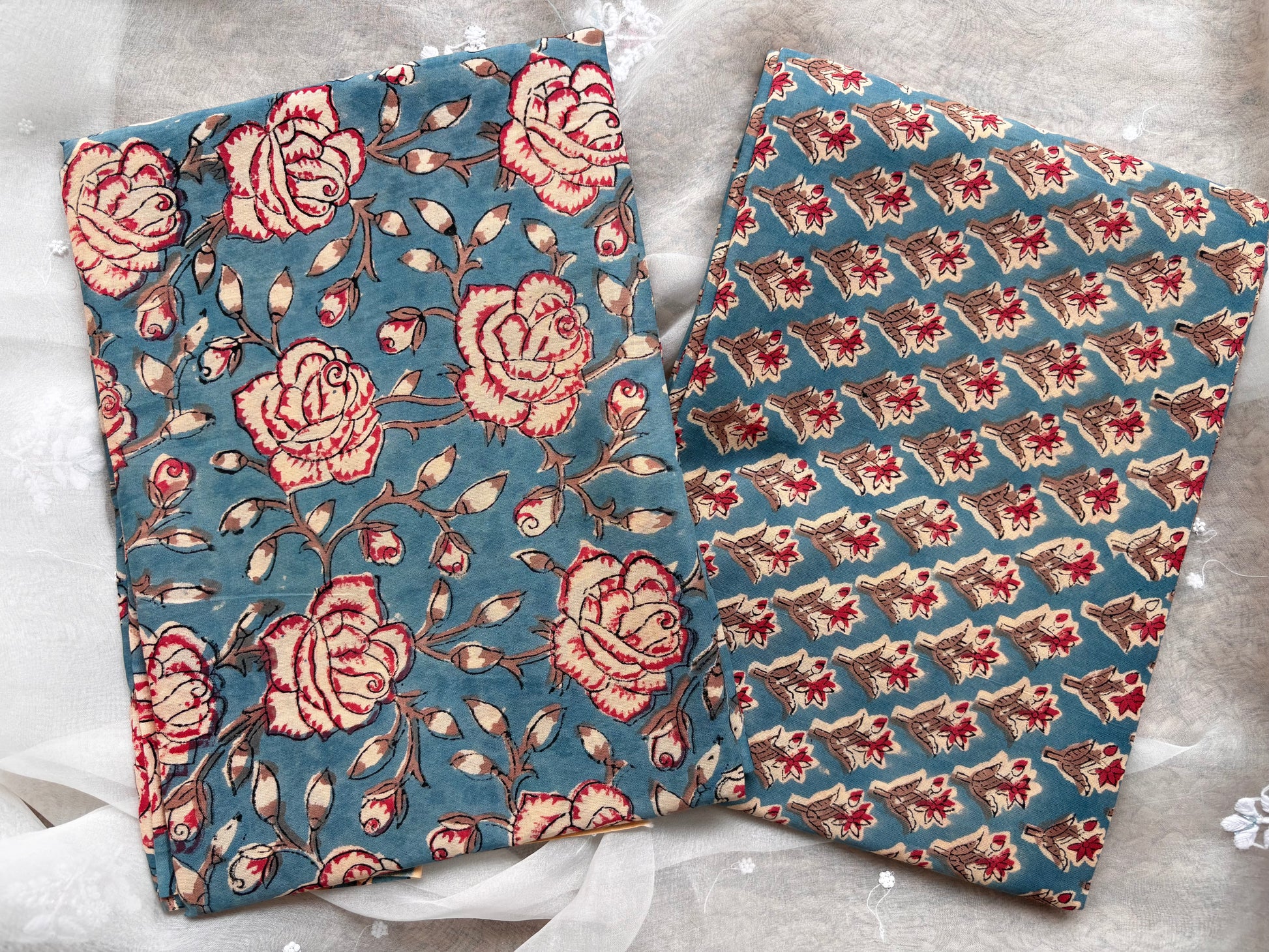 Blue Kalamkari Mulmul Cotton 2pc Set