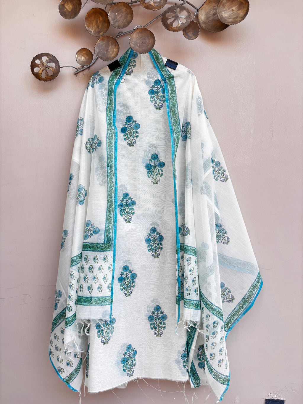 Azure Bloom Chanderi Unstitched Suit