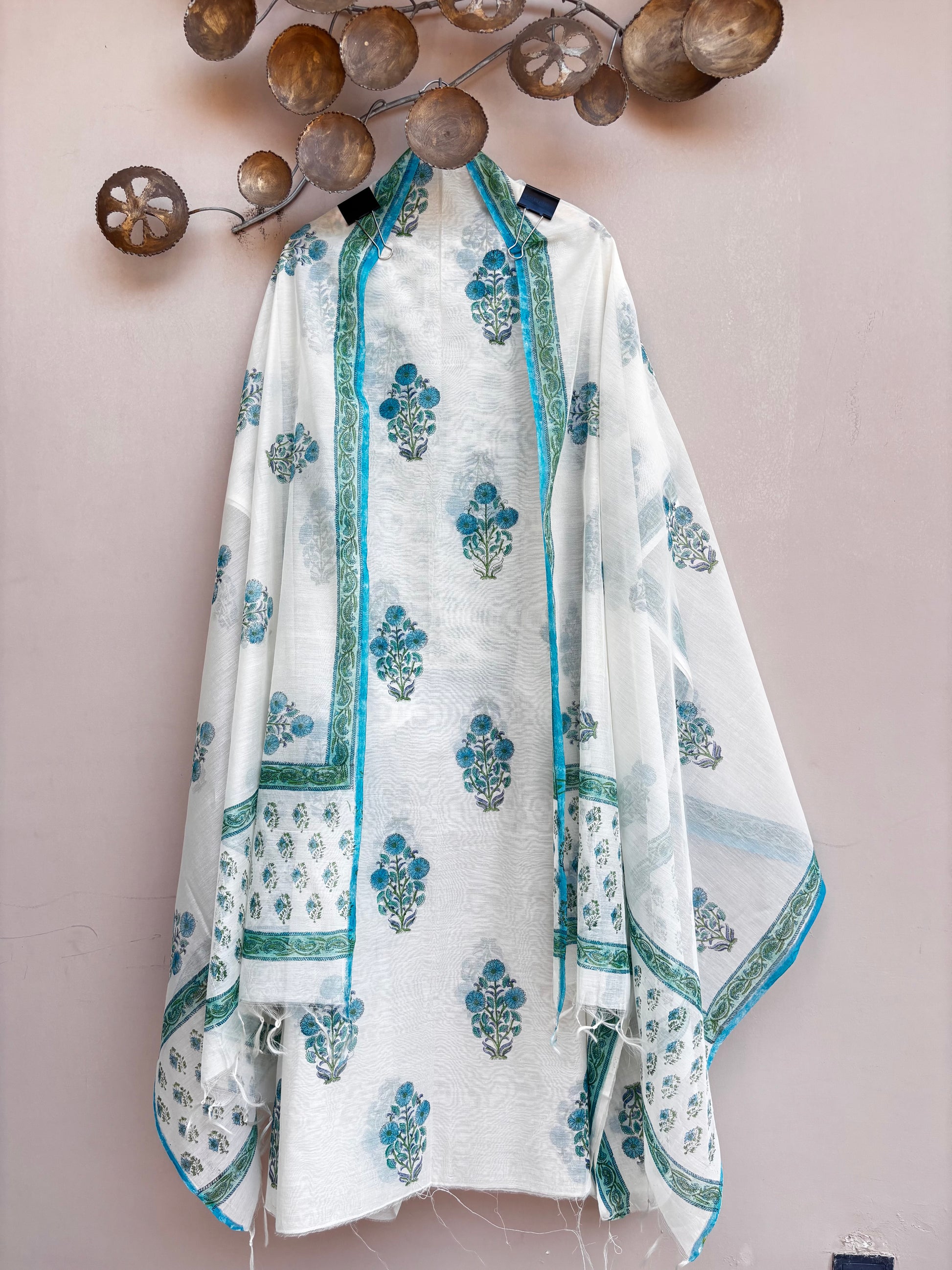 Azure Bloom Chanderi Unstitched Suit