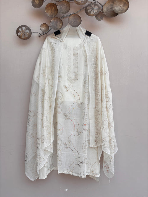 Pearl Noor Mulmul Chanderi Unstitched Suit