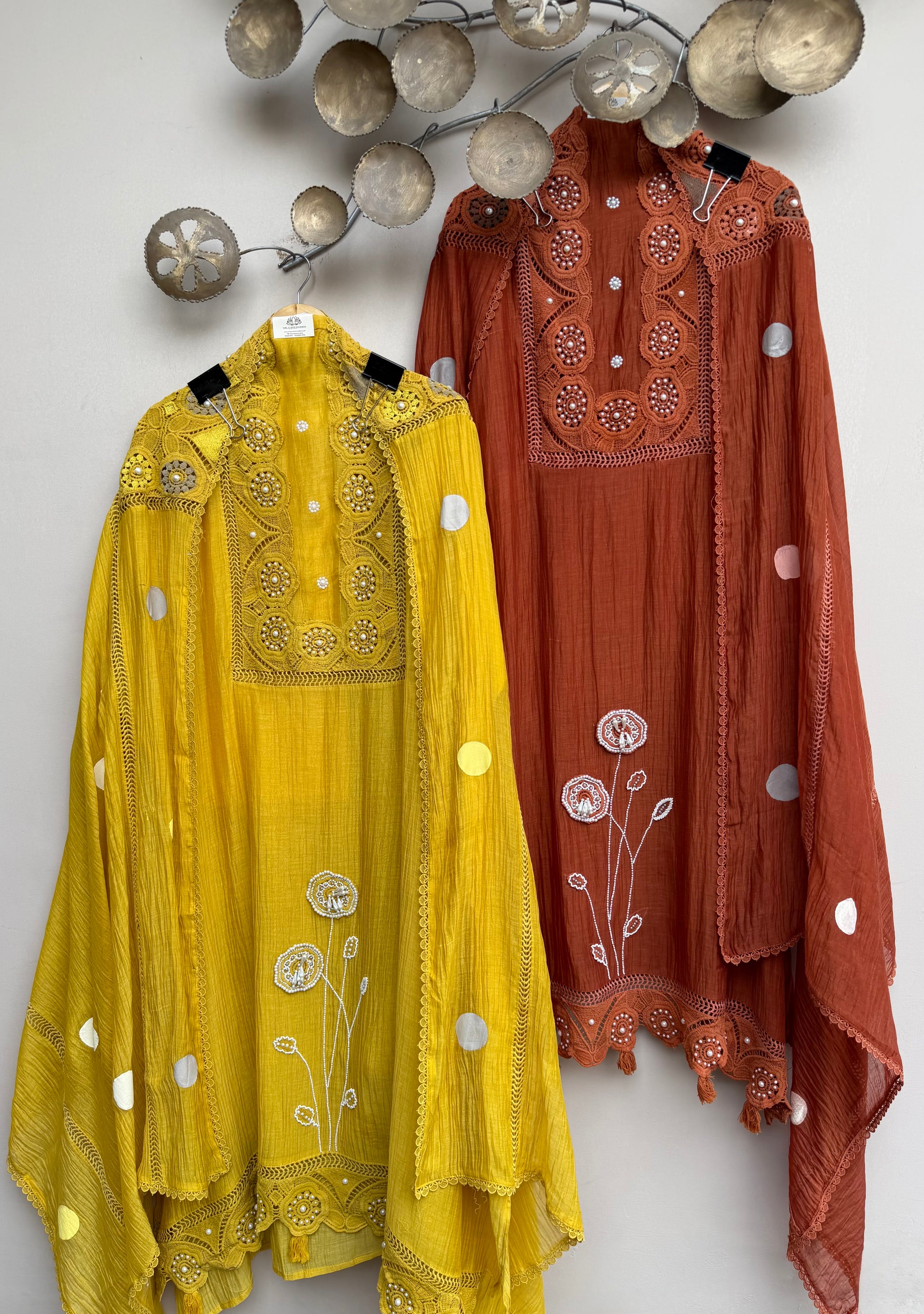 Fiza Polka Pearl Unstitched Suit