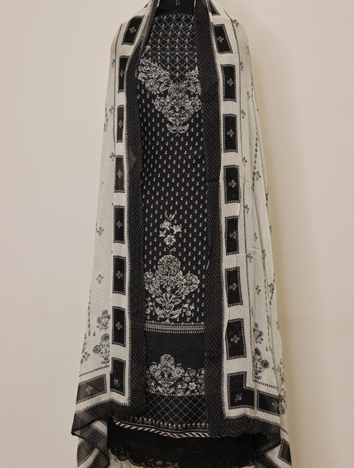 Anita Dongre inspired Muslin Unstitched Suit with highlights on digital print