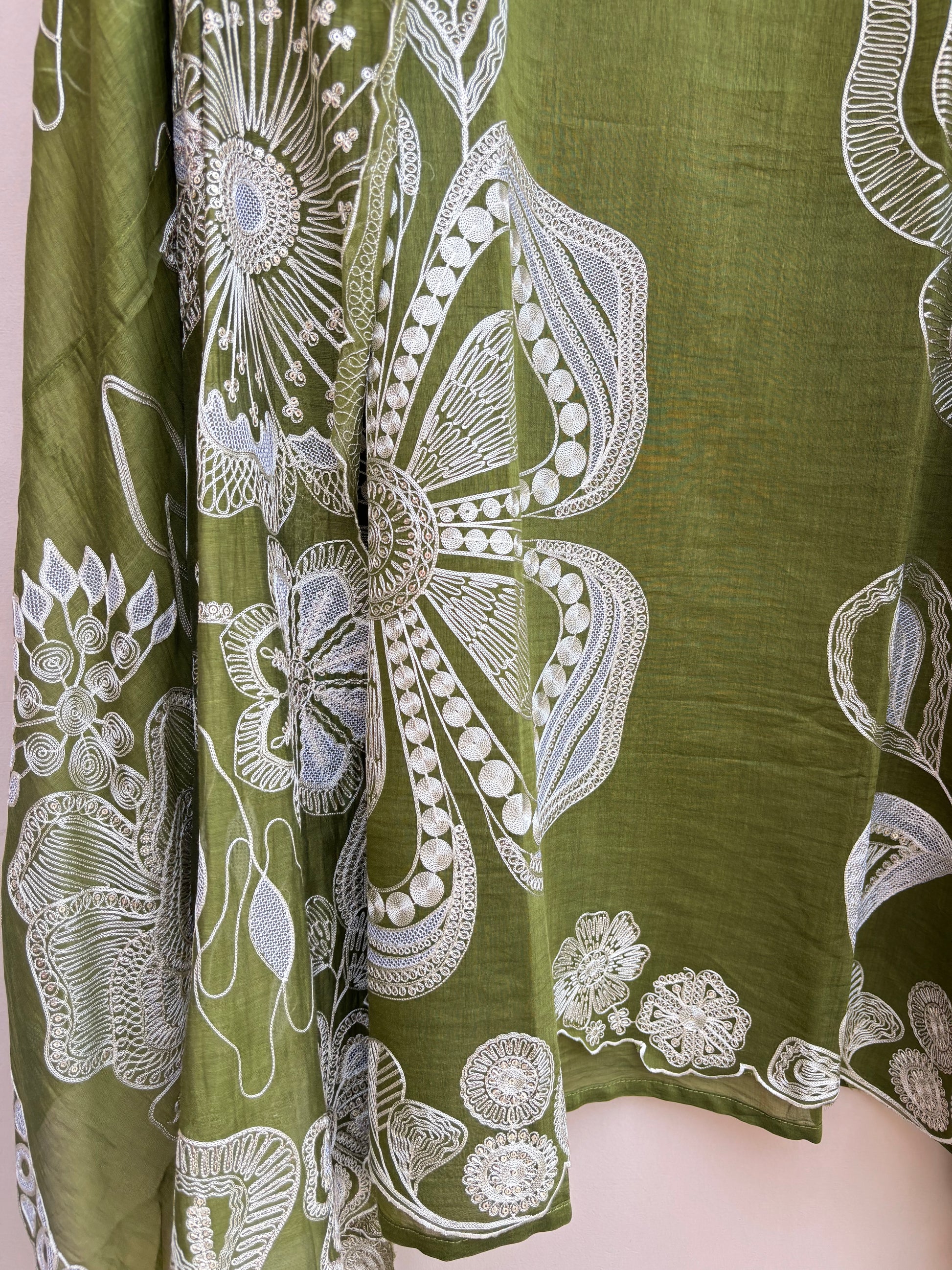 Mulmul Chanderi Dori Sequence Embroidery Suit