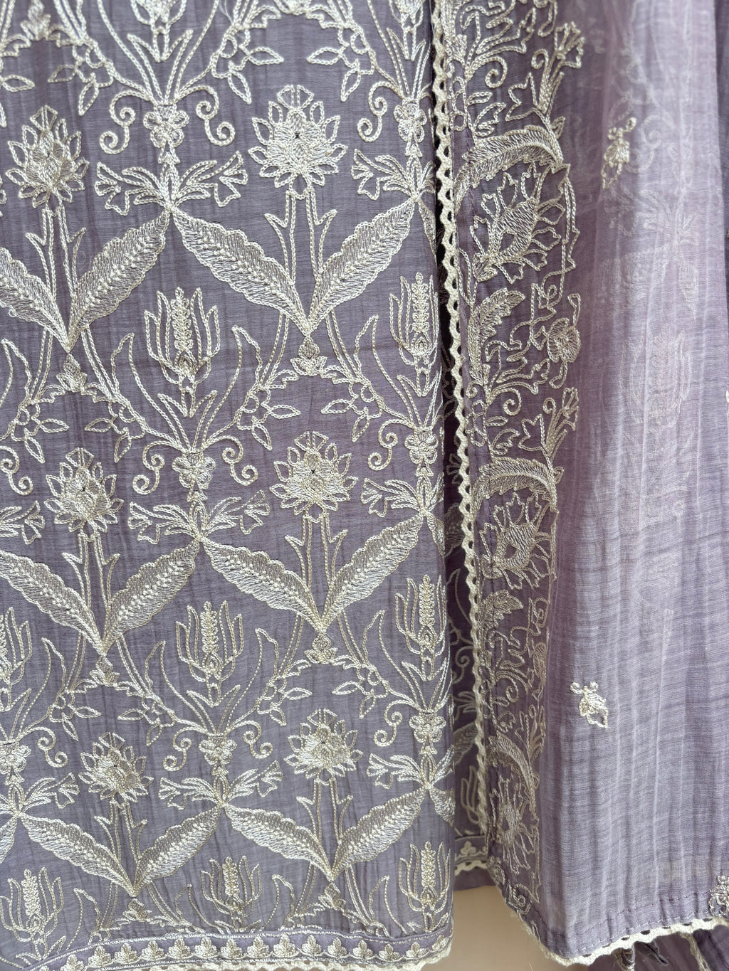 Lilac Jaali Unstitched Suit