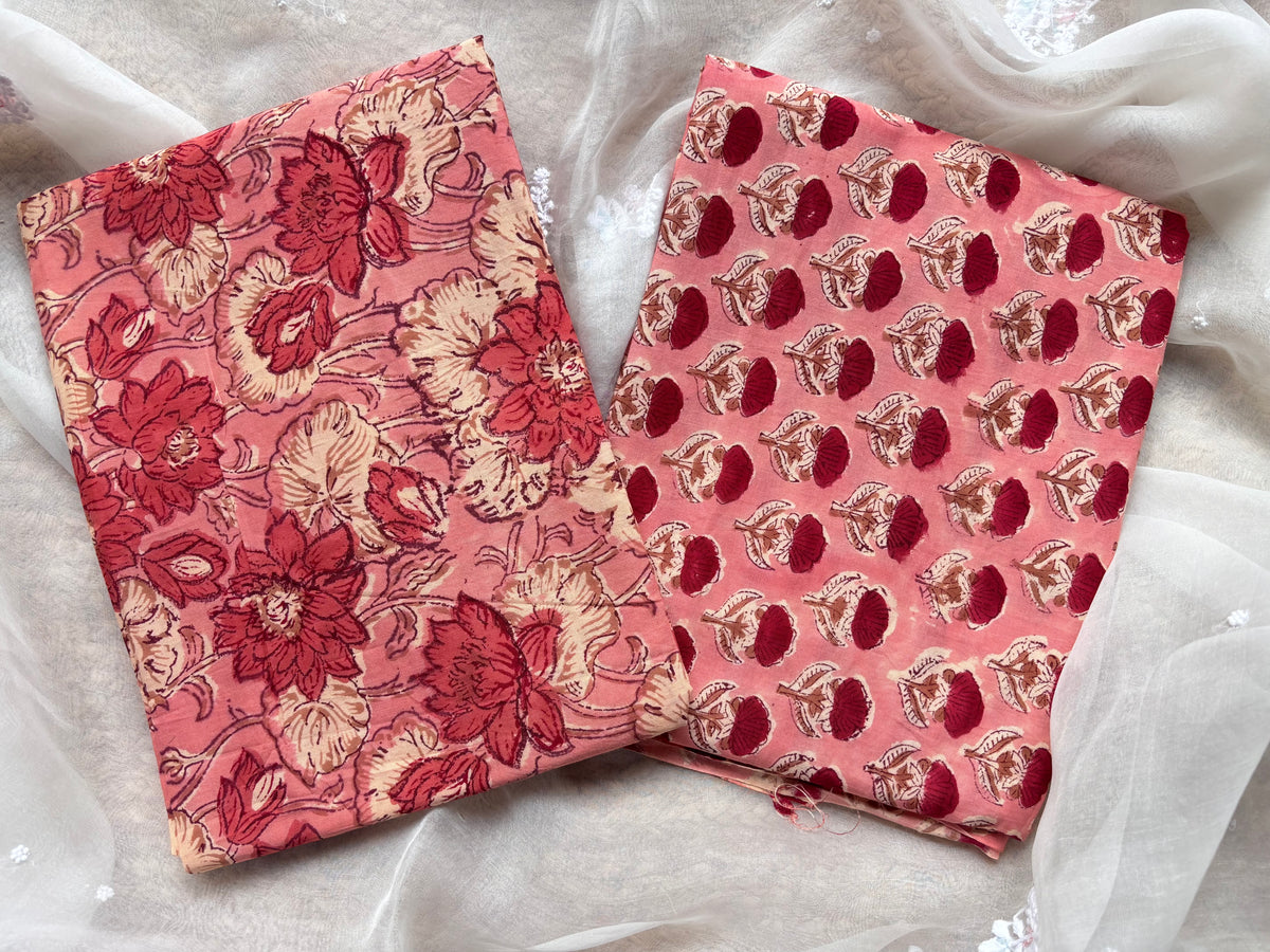 Peach Kalamkari Mulmul Cotton 2pc Set