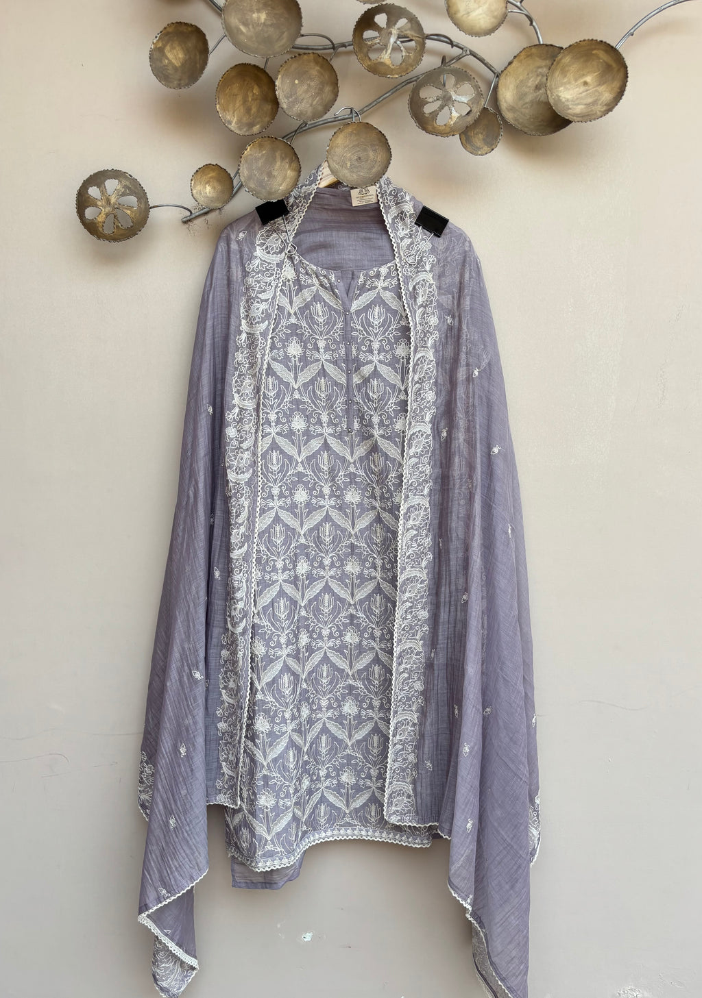 Lilac Jaali Unstitched Suit