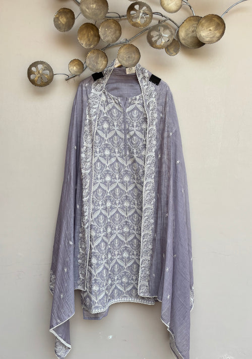 Lilac Jaali Unstitched Suit