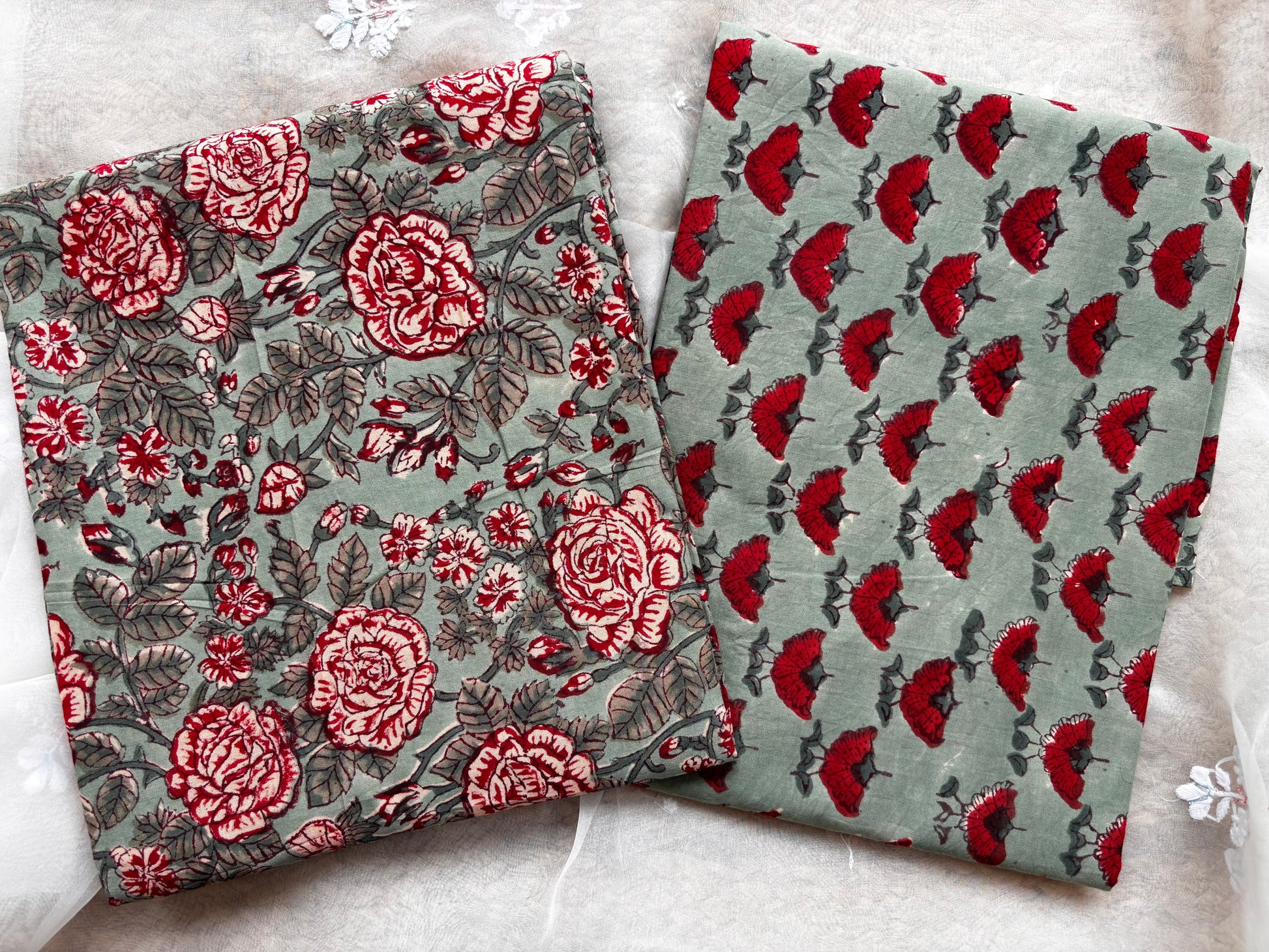 Green Kalamkari Mulmul Cotton 2pc Set