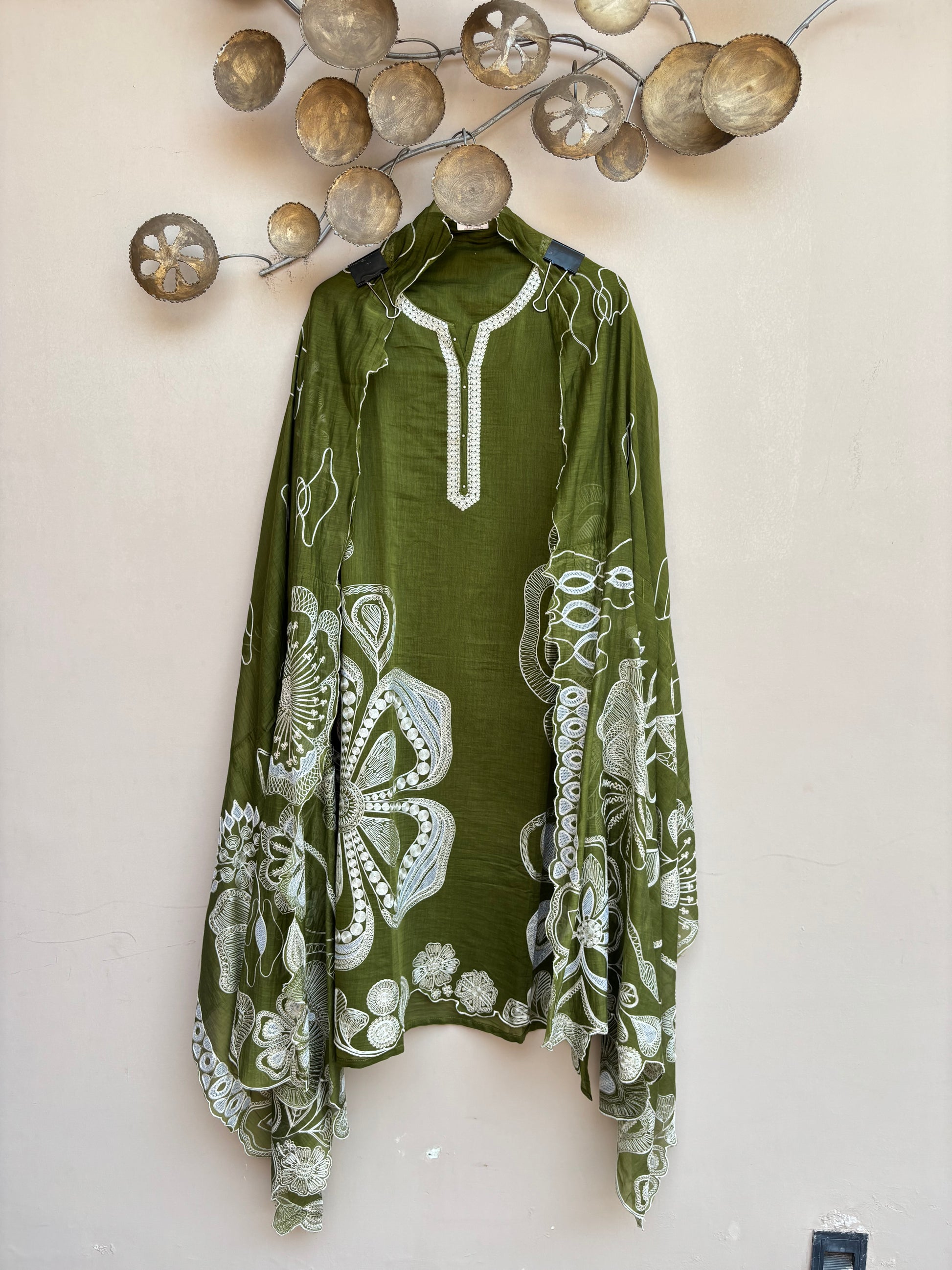 Mulmul Chanderi Dori Sequence Embroidery Suit