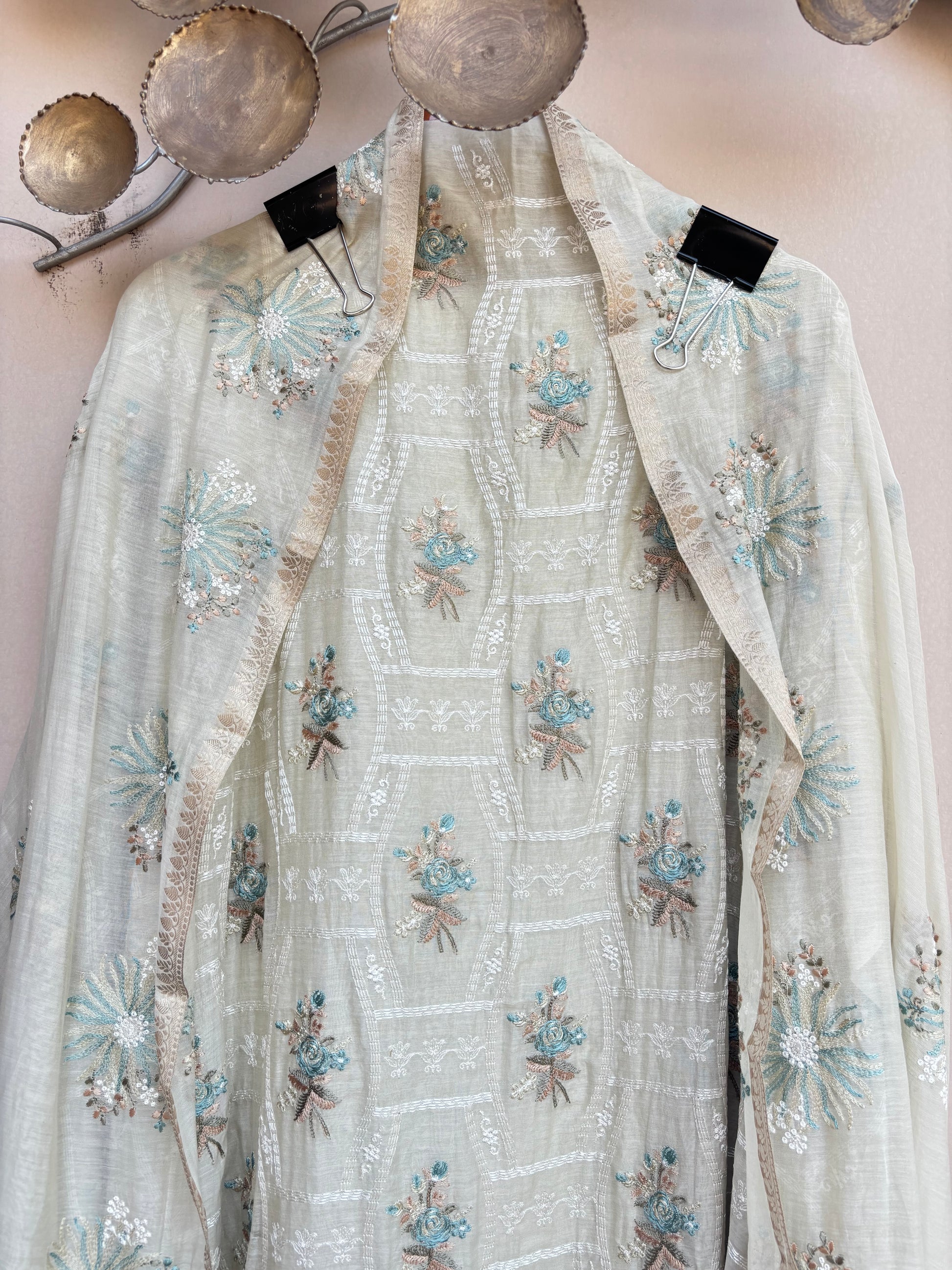 Mulmul Chanderi Thread Embroidery Suit With Dupatta