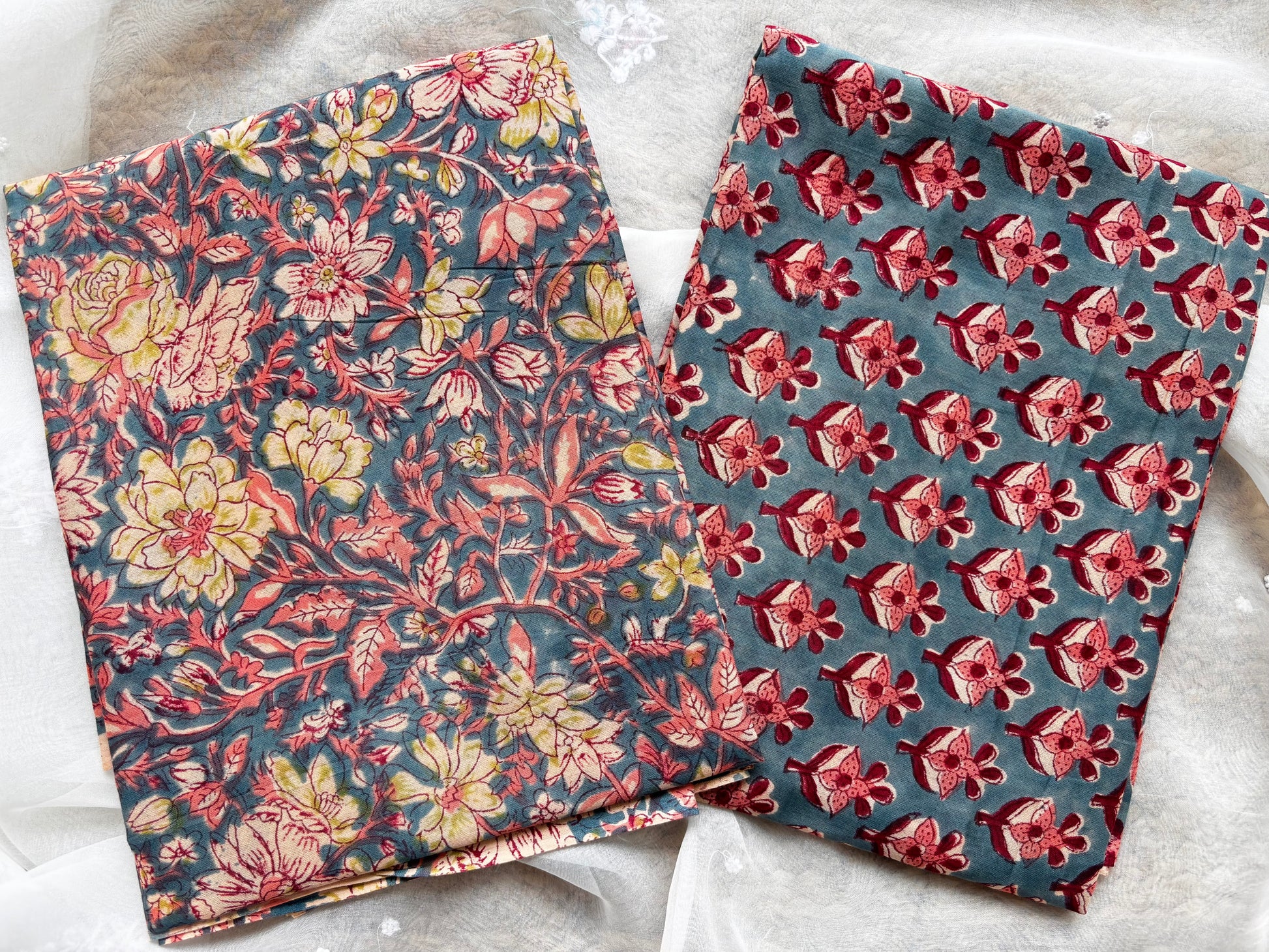 Sea Green Kalamkari Mulmul Cotton 2pc Set