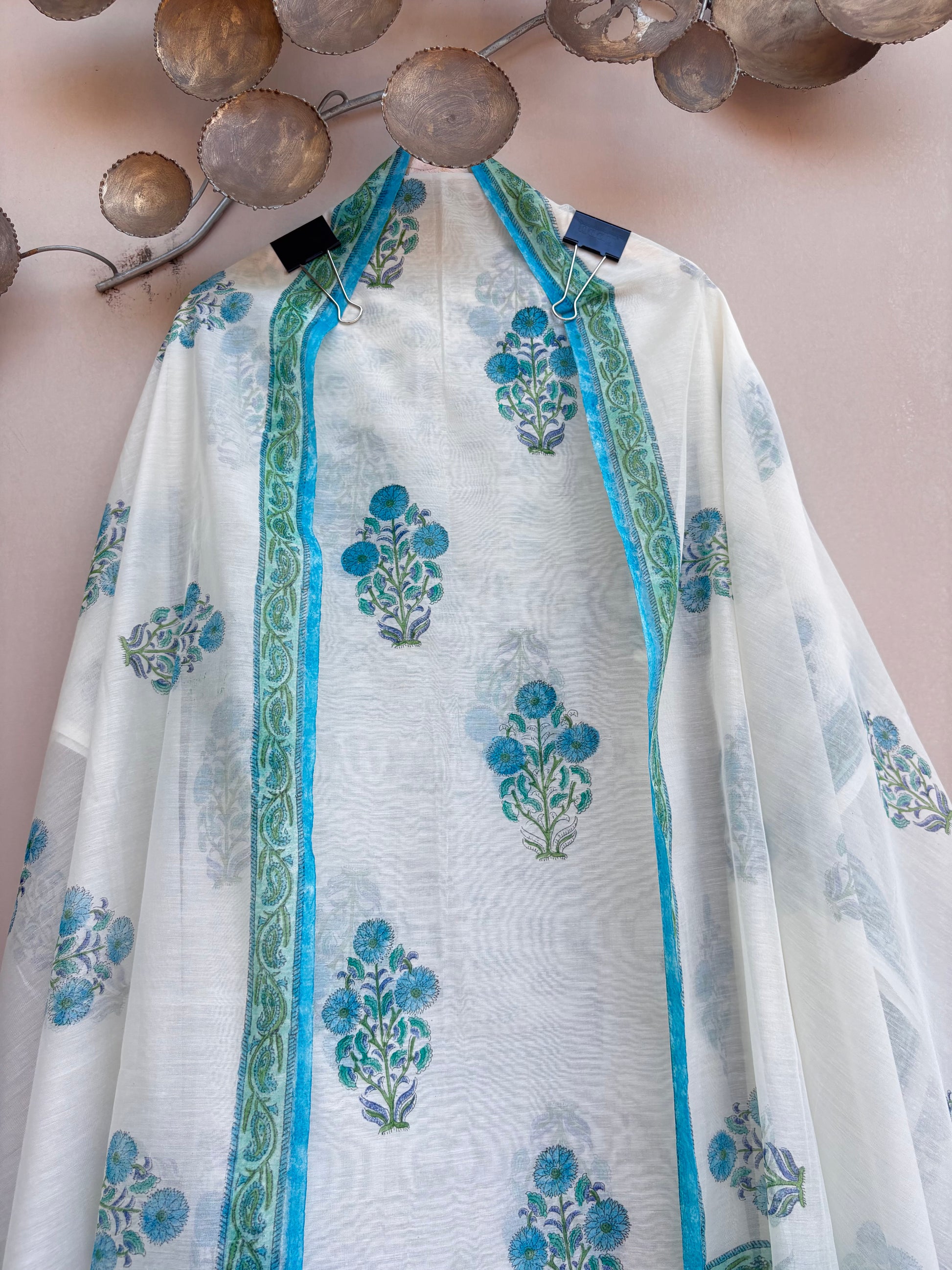 Azure Bloom Chanderi Unstitched Suit