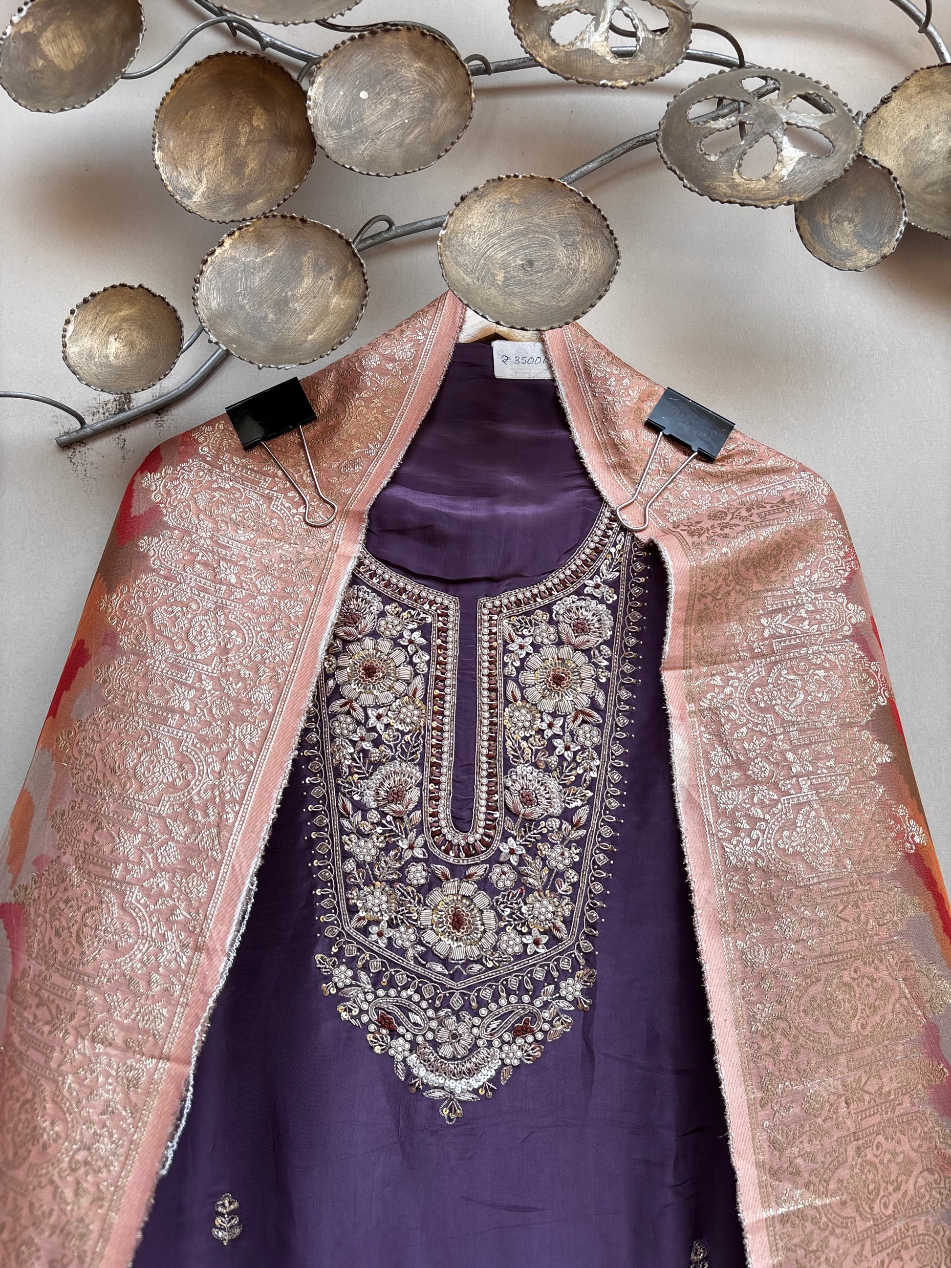 Royal Amethyst Zardozi Unstitched Suit