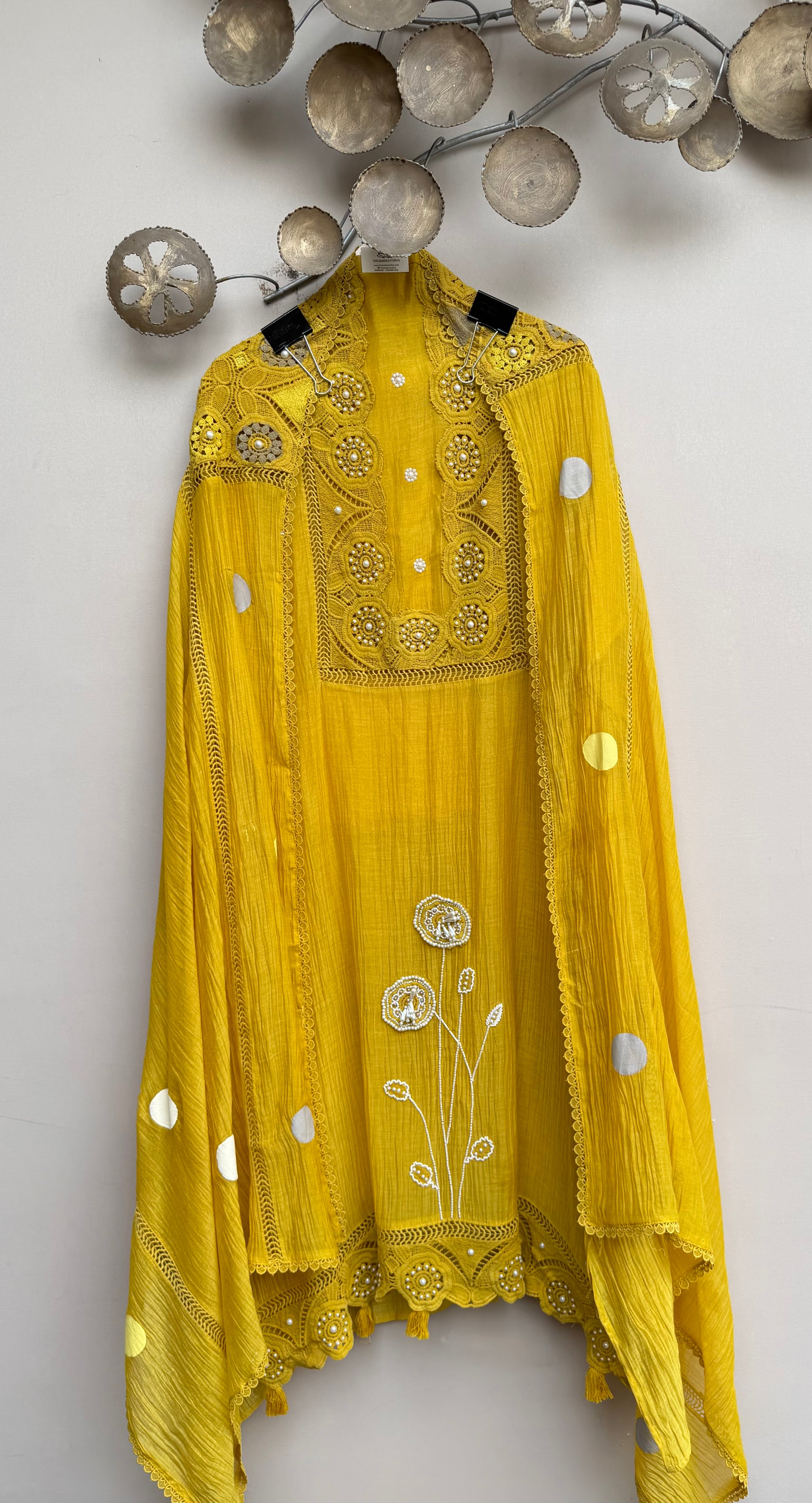 Fiza Polka Pearl Unstitched Suit