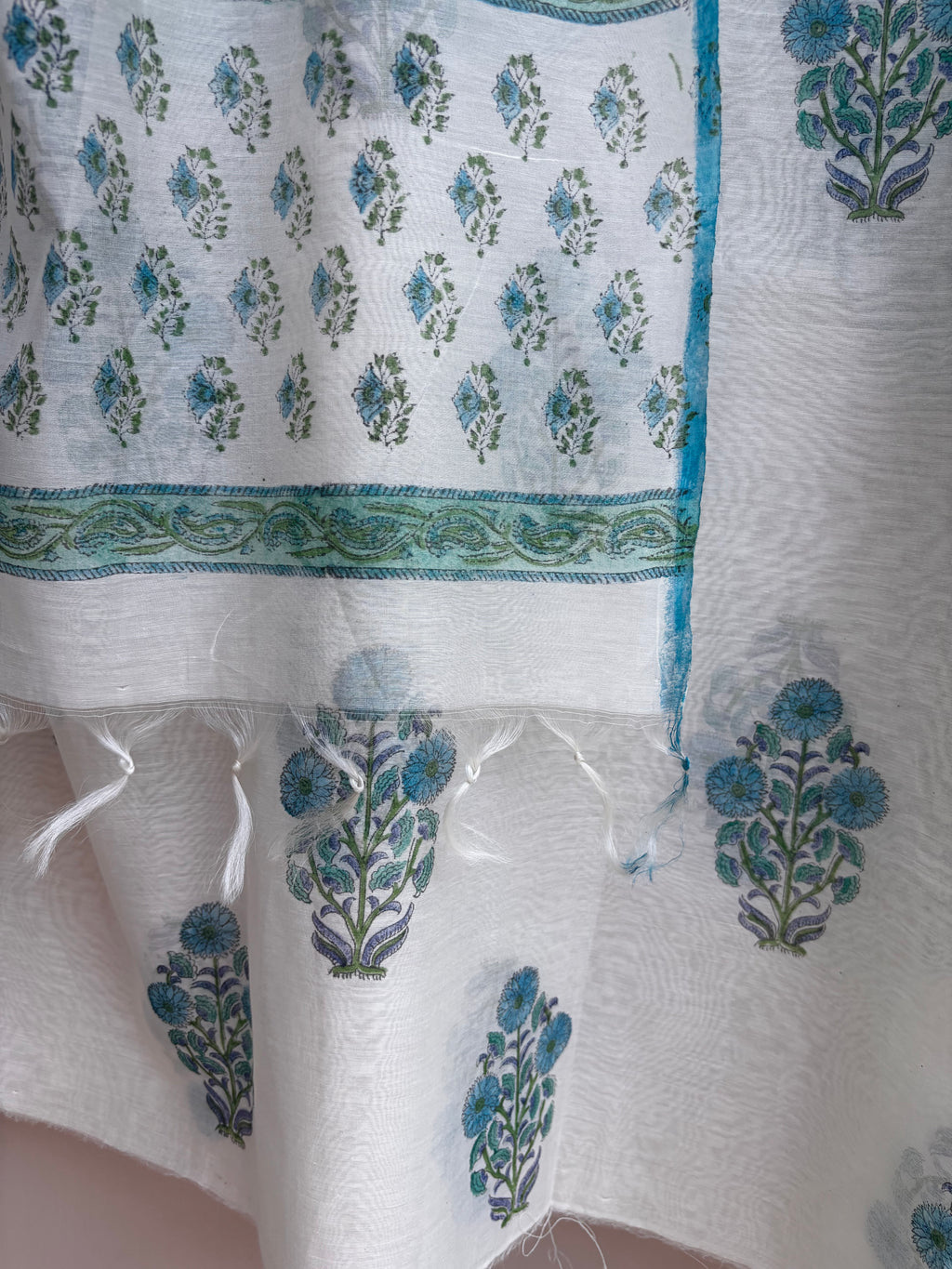 Azure Bloom Chanderi Unstitched Suit
