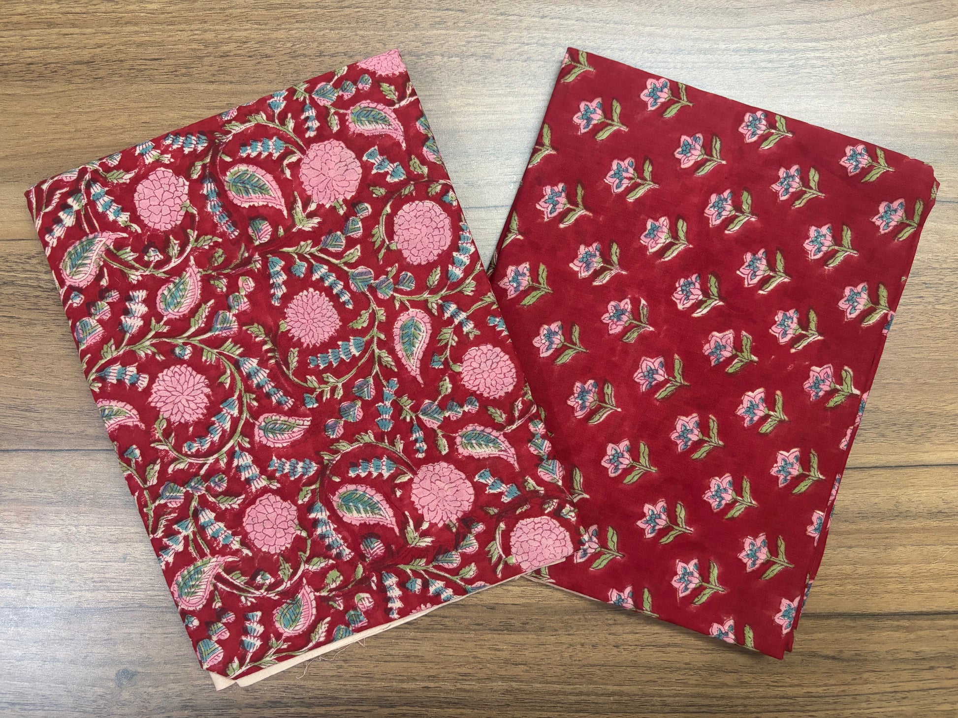 Blood Red Kalamkari Mulmul Cotton 2pc Set