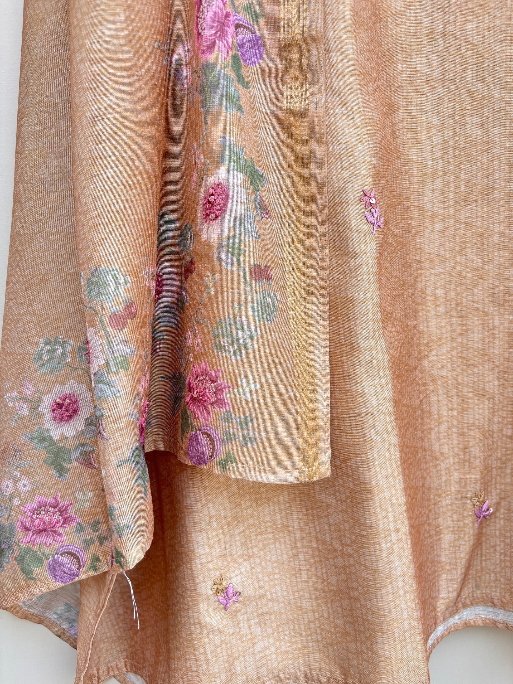 Chanderi Mirror thread Embroidery Suit