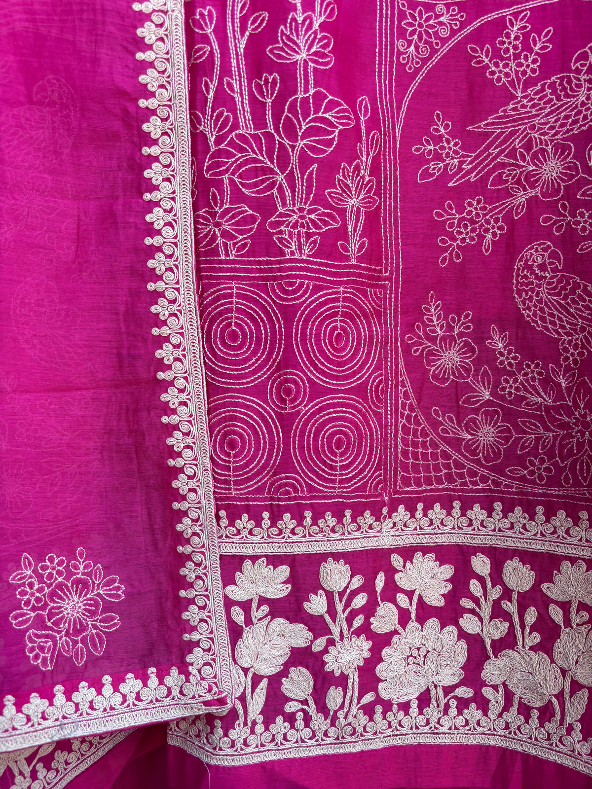 Aafiya Mulmul Chanderi Unstitched Suit