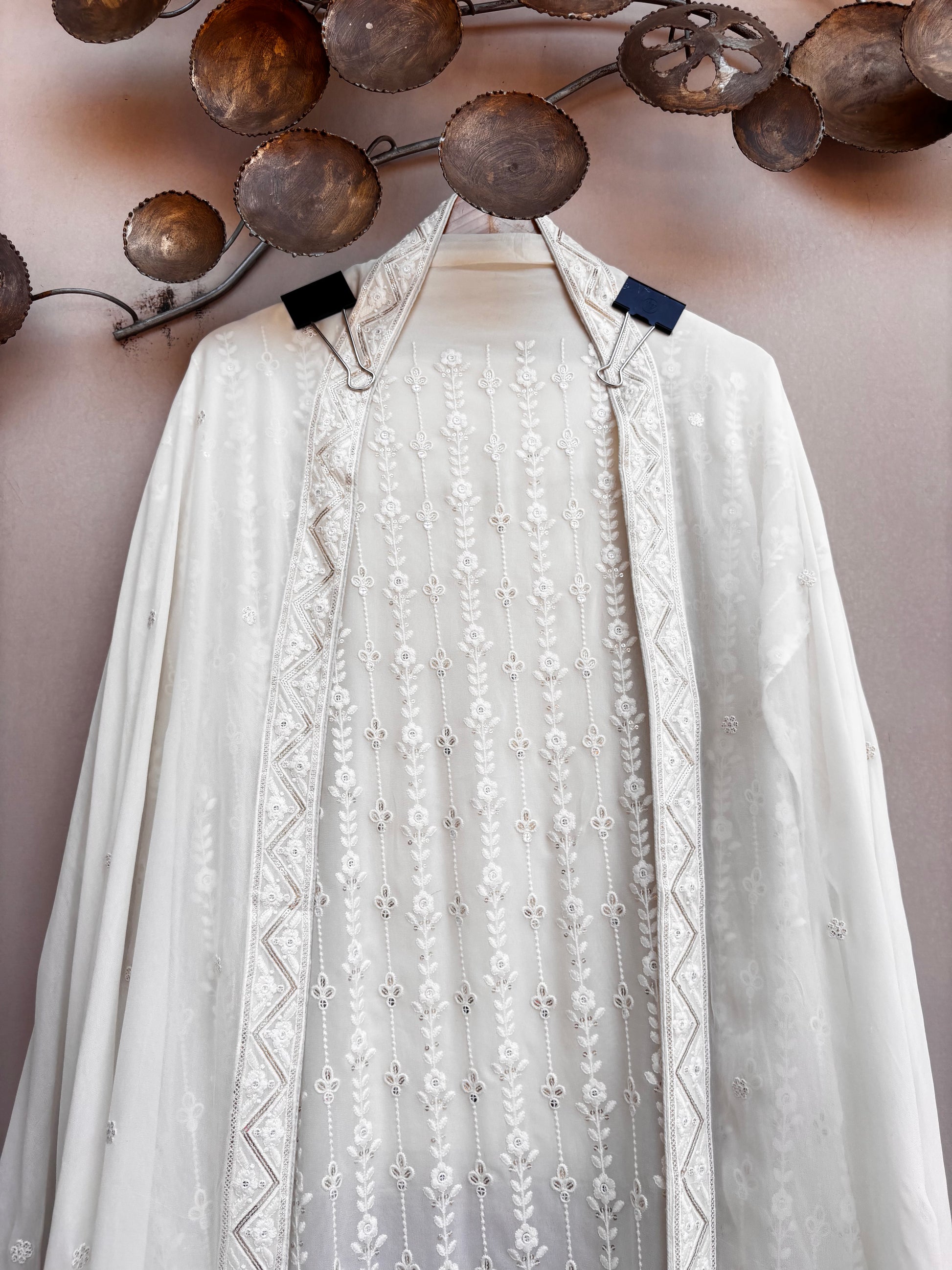 Moonlit Ivory Georgette Unstitched Suit