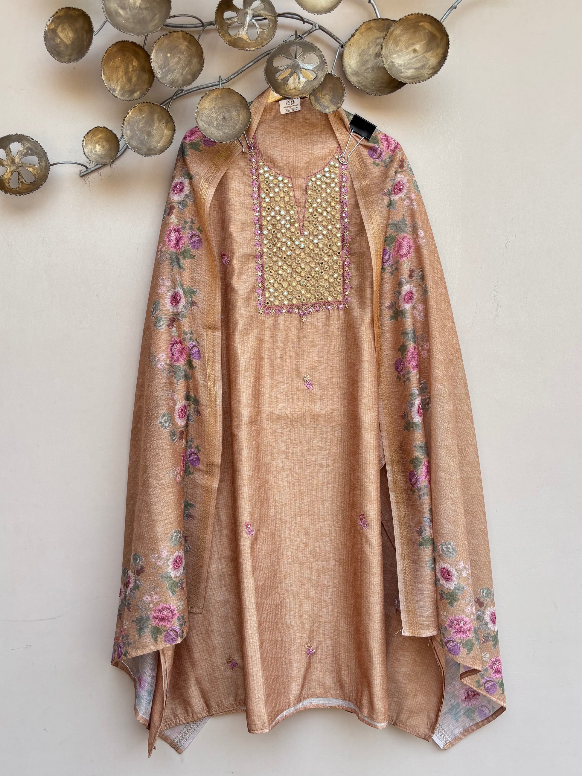 Chanderi Mirror thread Embroidery Suit