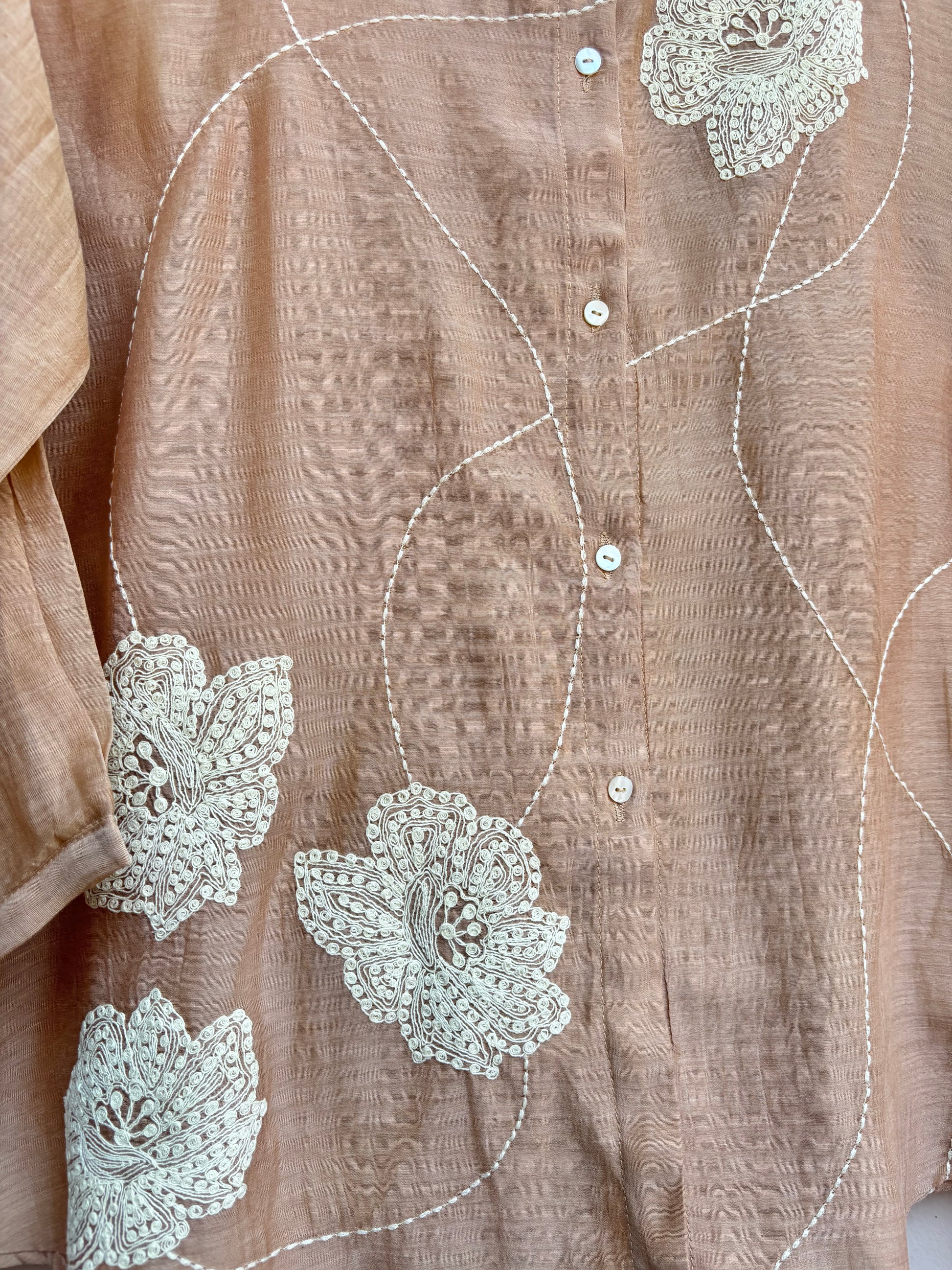 Beige Blossom Mulchanderi Shirt