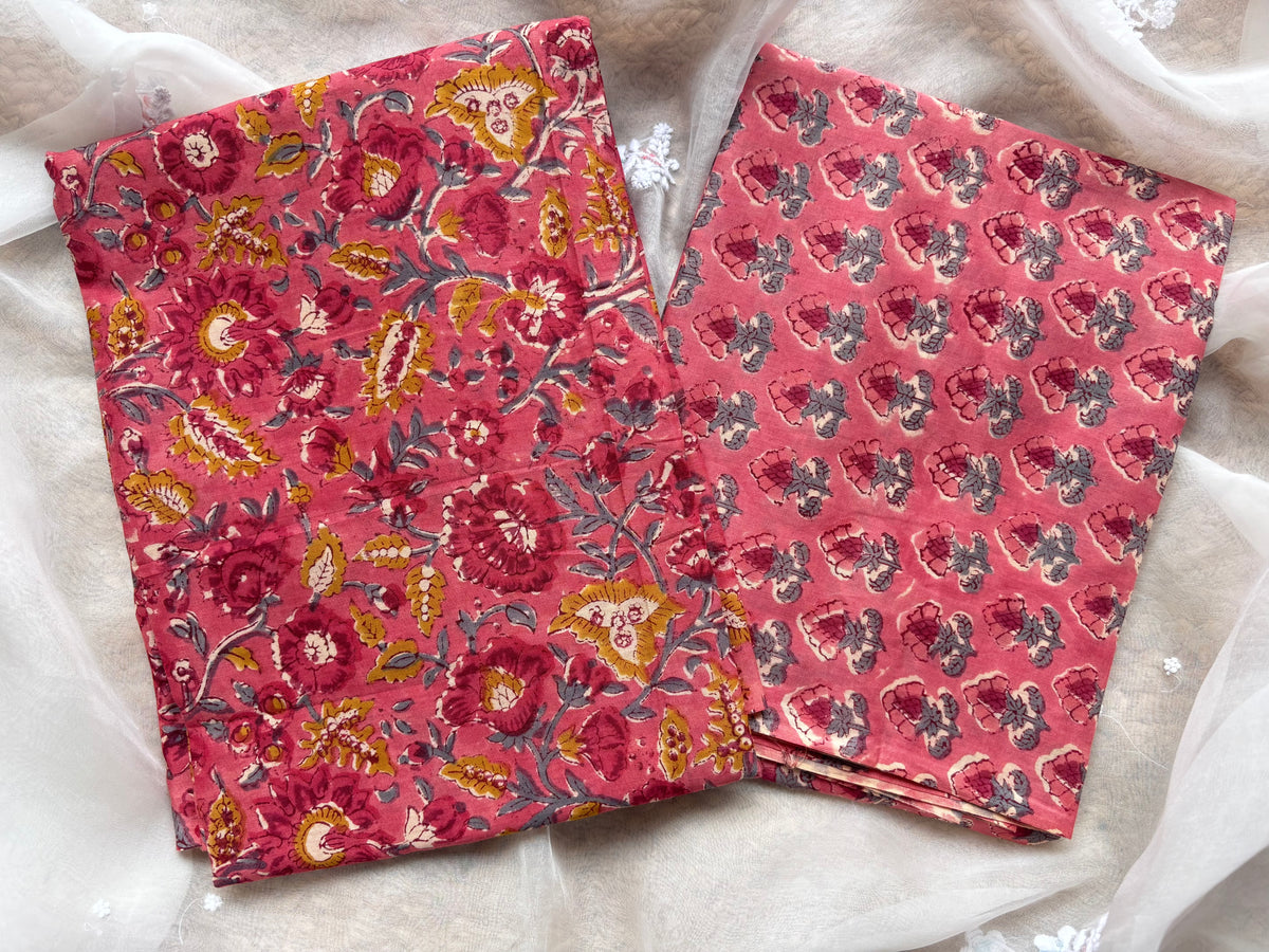 Gajari Kalamkari Mulmul Cotton 2pc Set