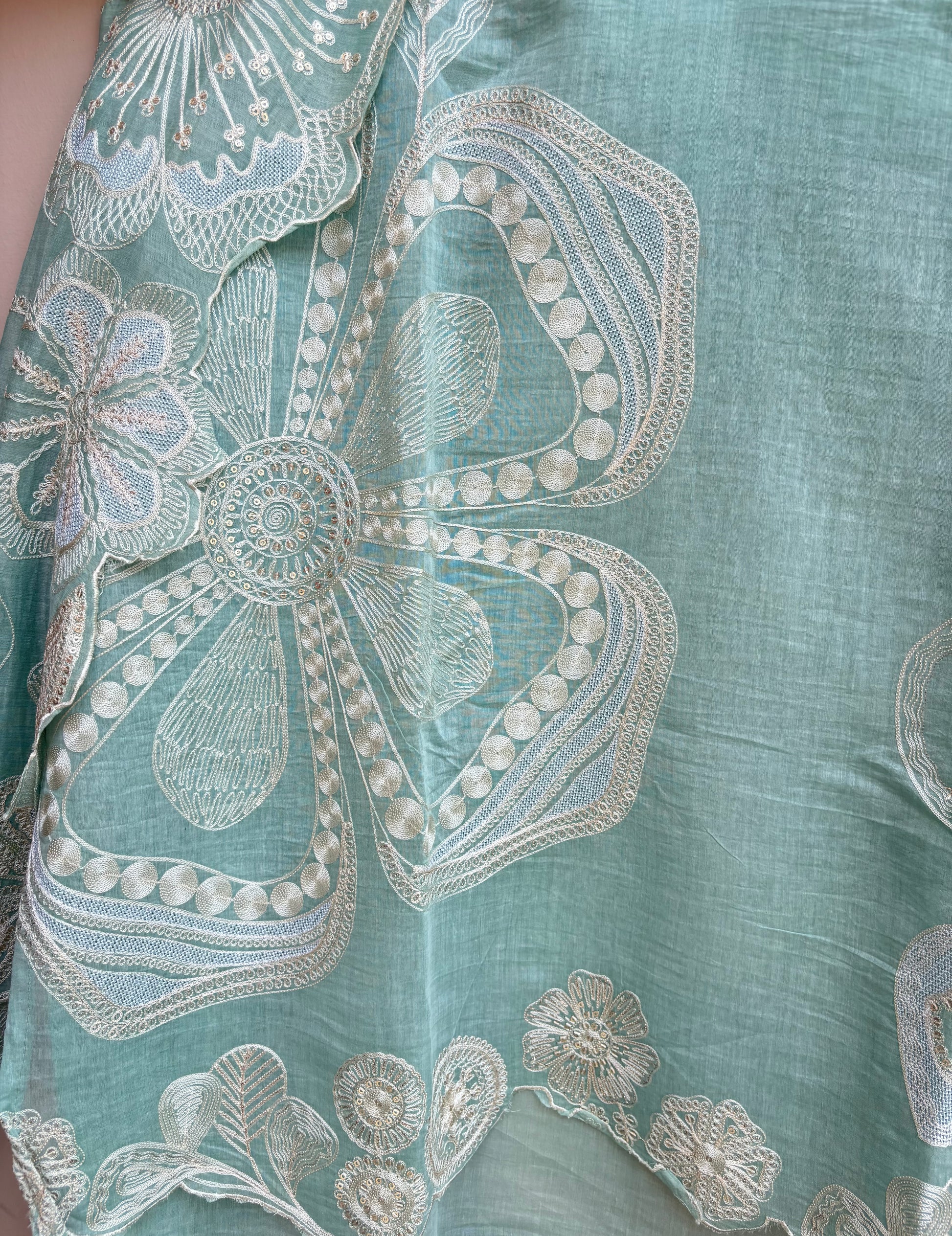Mulmul Chanderi Dori Sequence Embroidery Suit