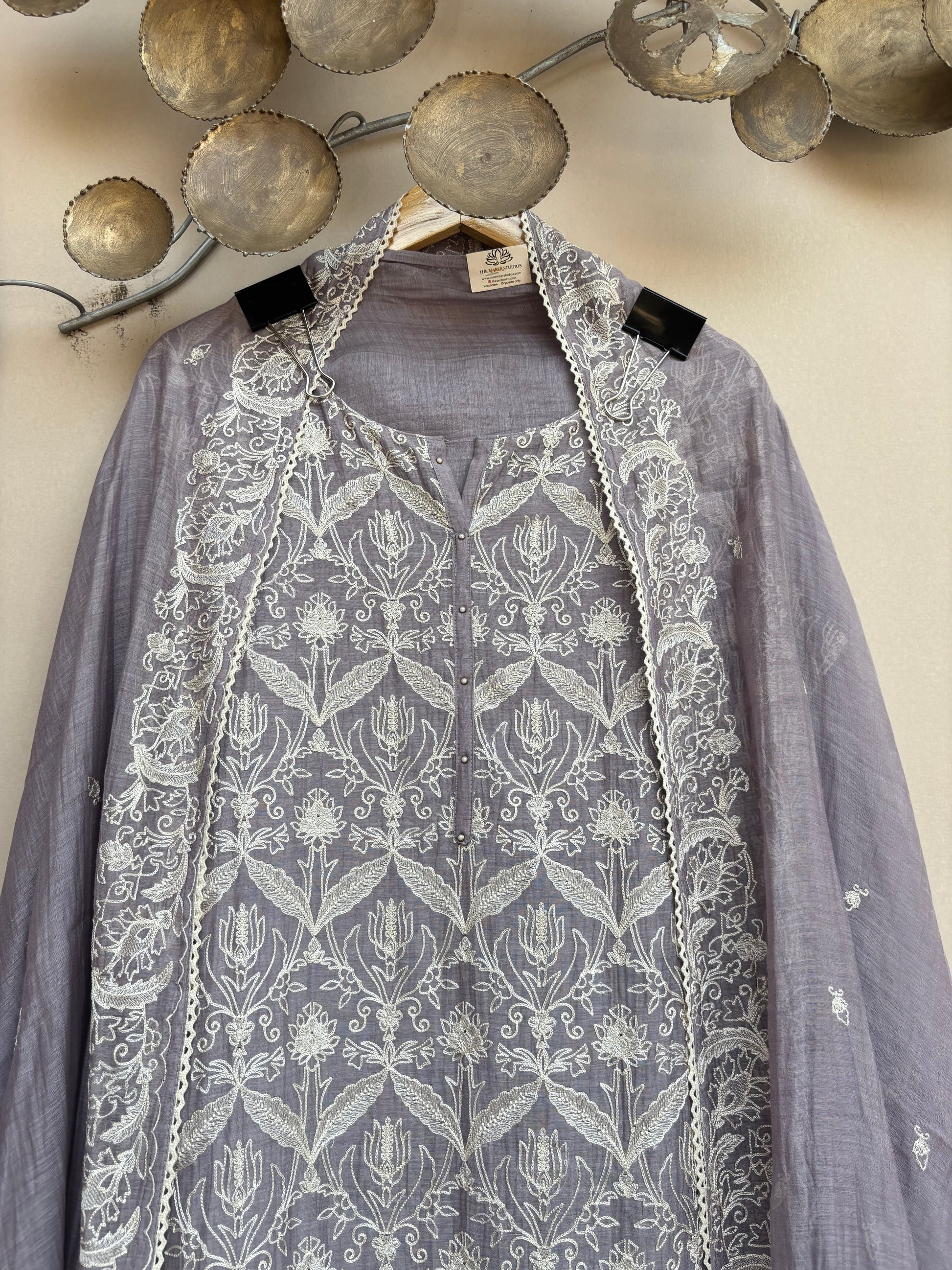 Lilac Jaali Unstitched Suit