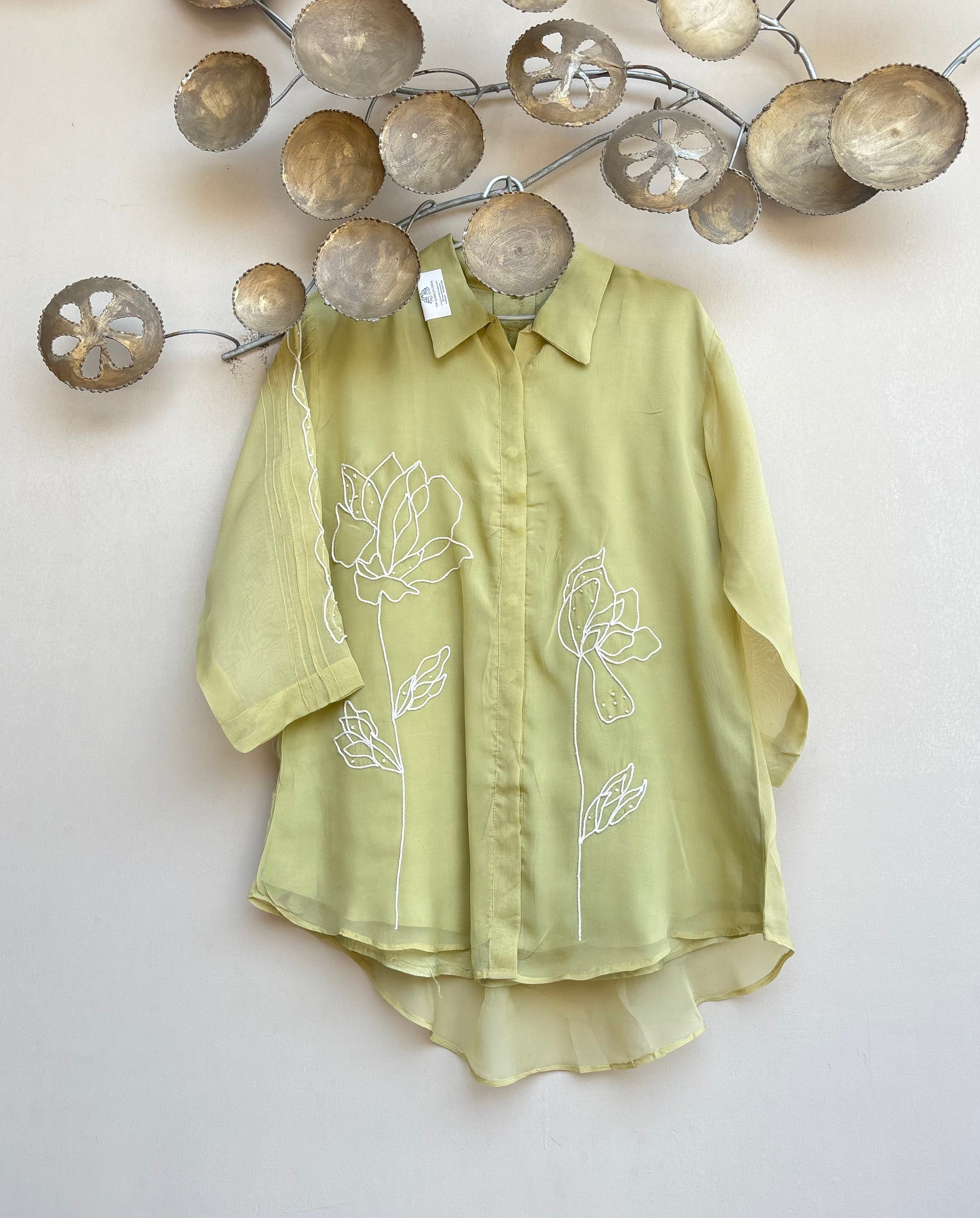 Lemon Green Blossom Shirt