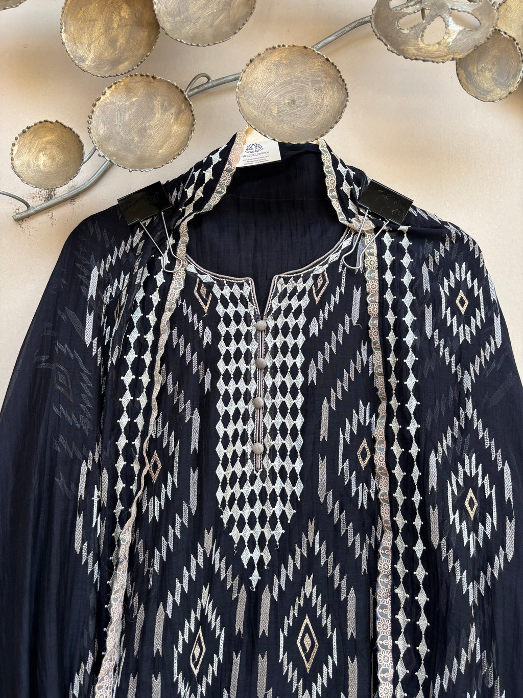 Indigo Ikkat Unstitched Suit