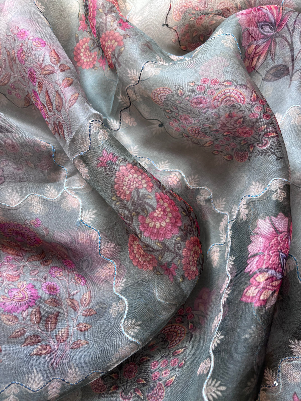Zivara Bloom Pure Organza Unstitched Suit
