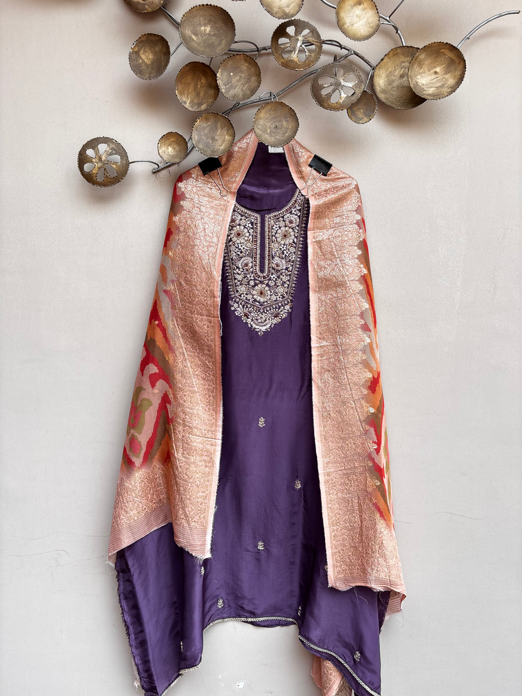 Royal Amethyst Zardozi Unstitched Suit