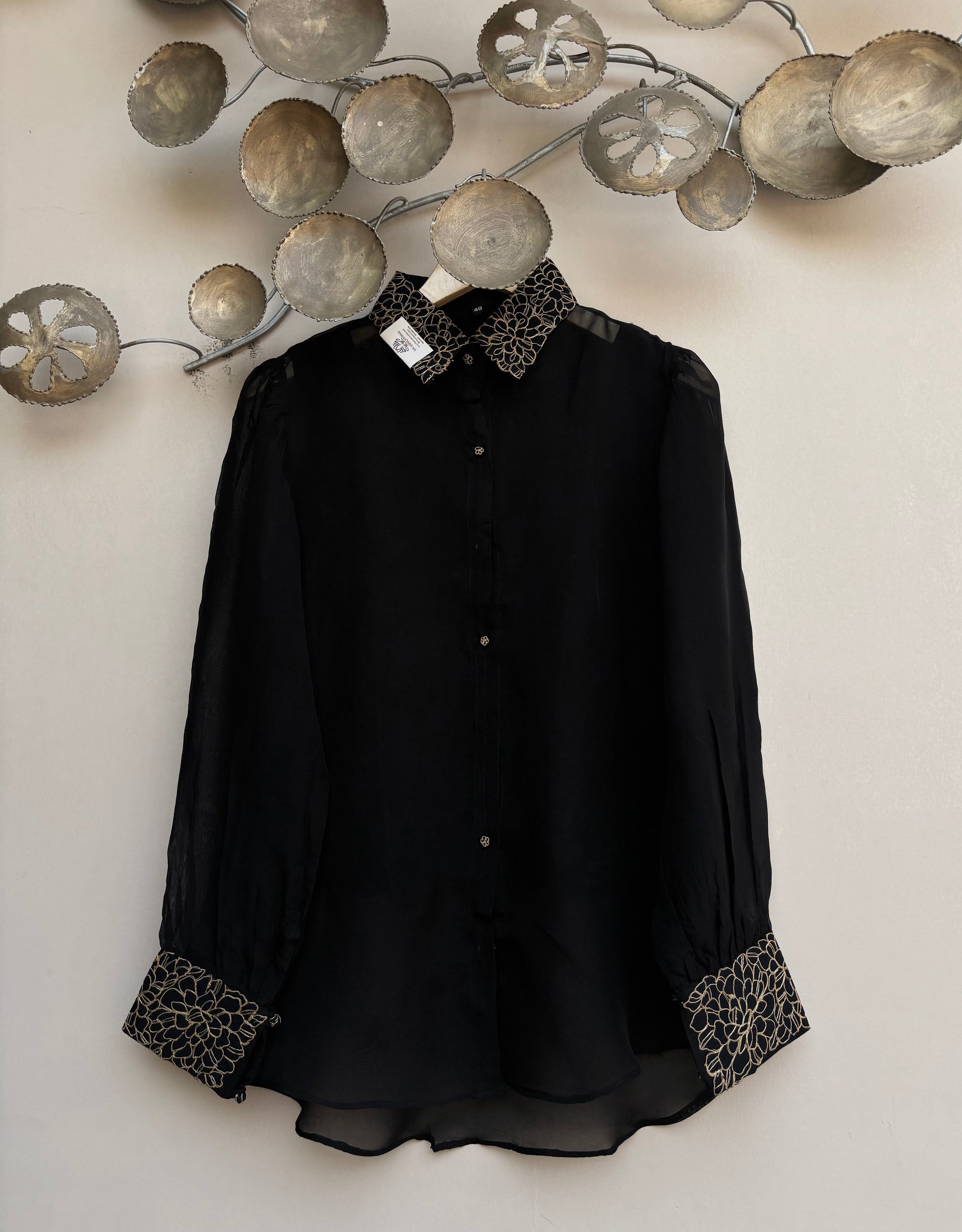 Black Golden Soft Organza Shirt