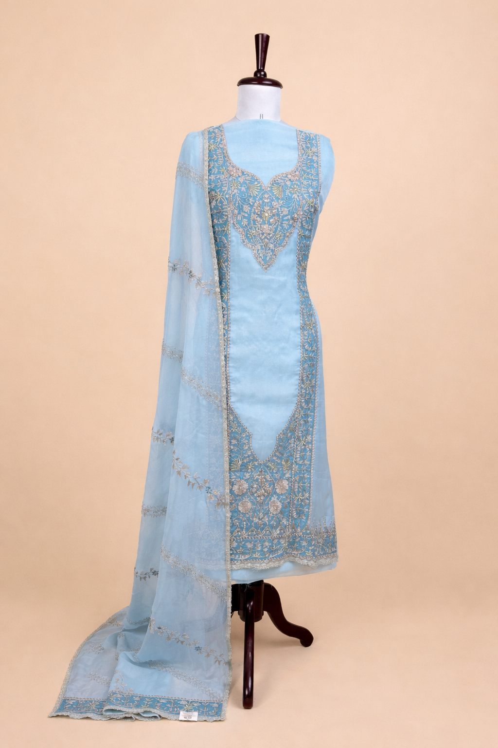 Pure Organza with Applique and Dori Embroidery Suit