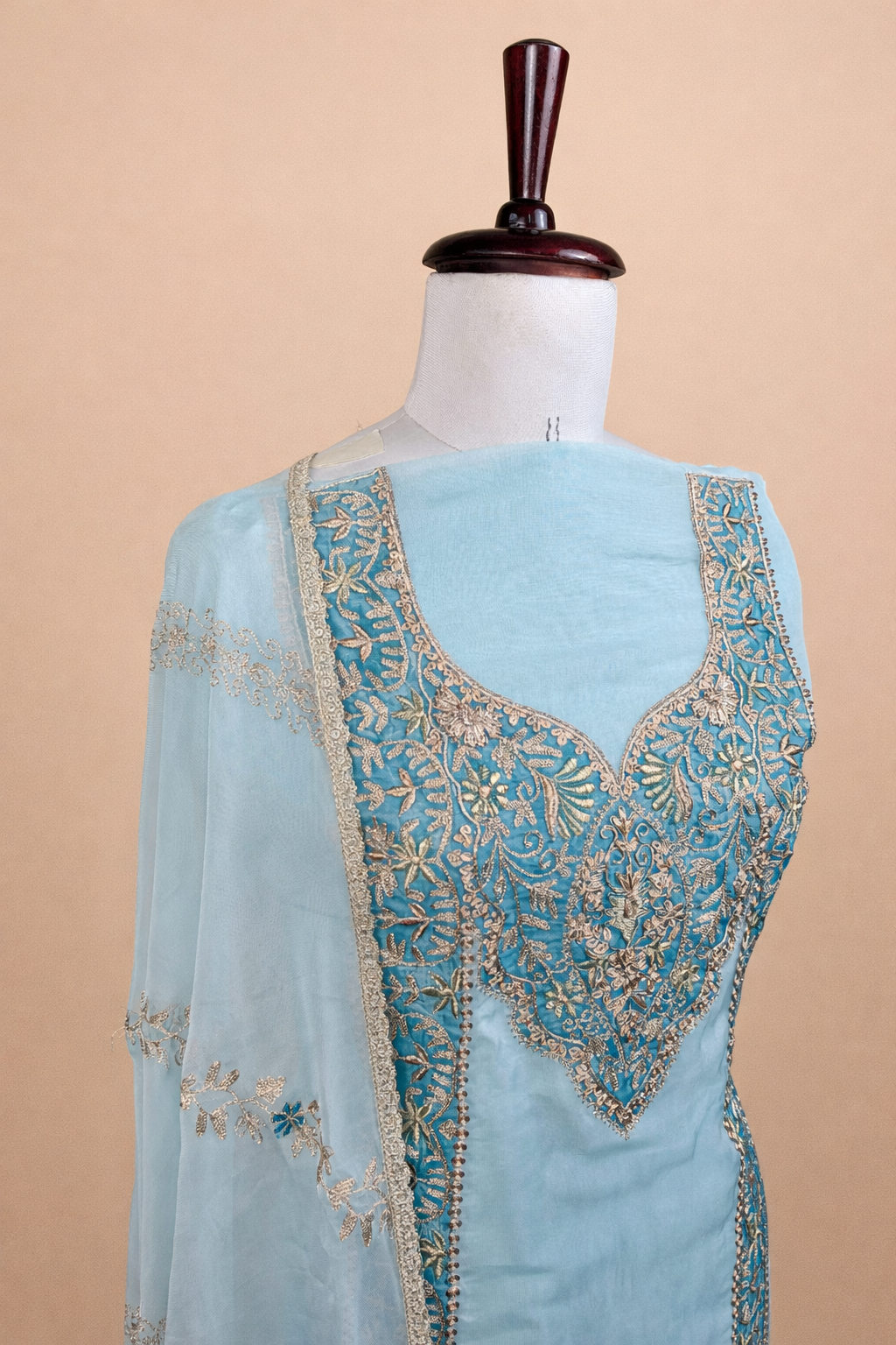 Pure Organza with Applique and Dori Embroidery Suit