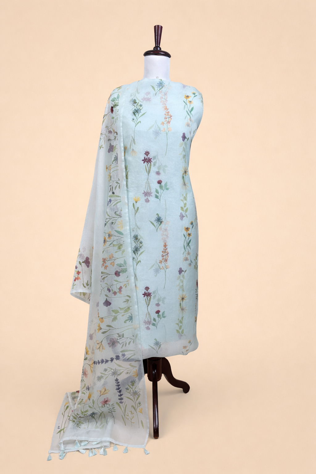 Pure Organza with Floral Printed Suit