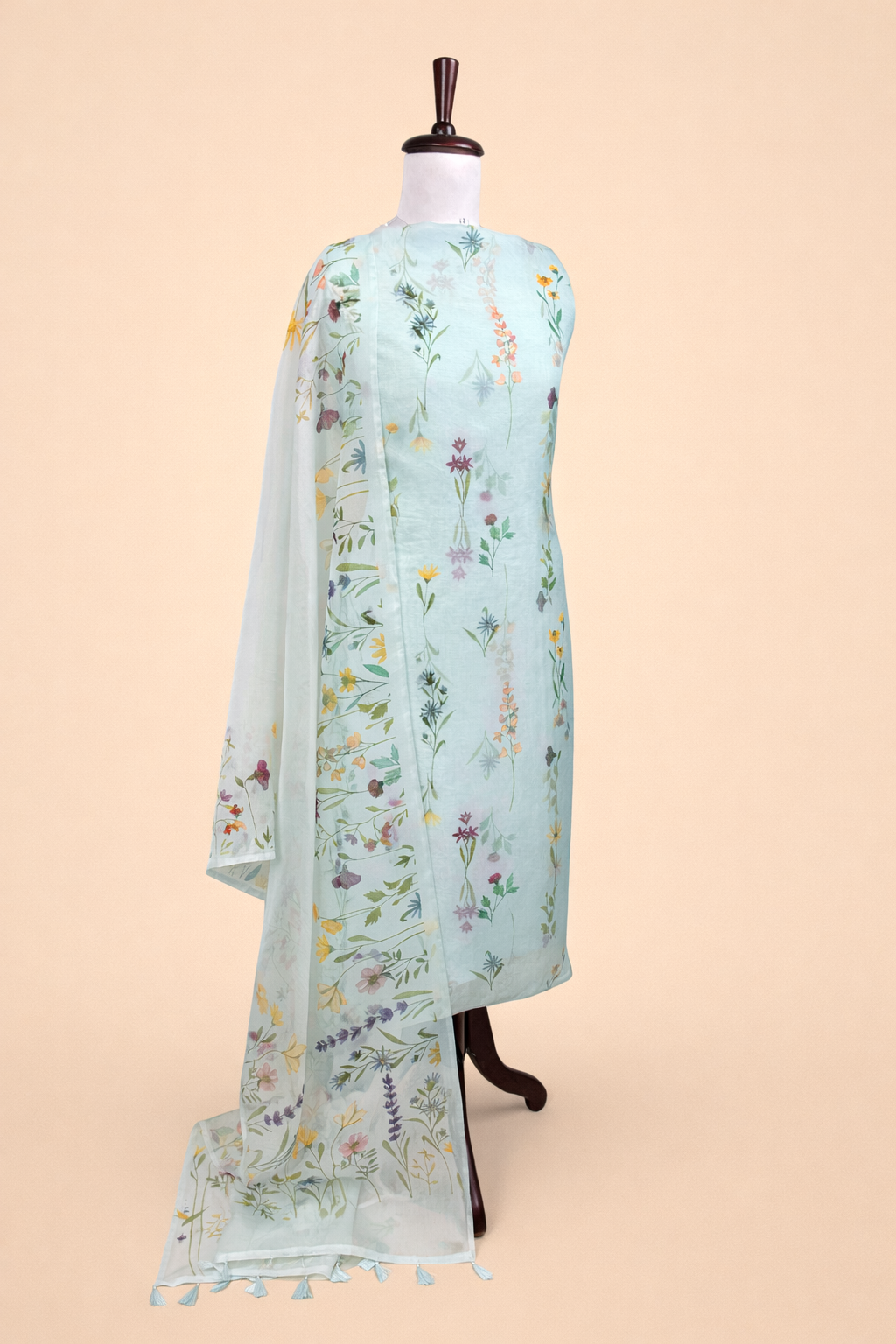 Pure Organza with Floral Printed Suit