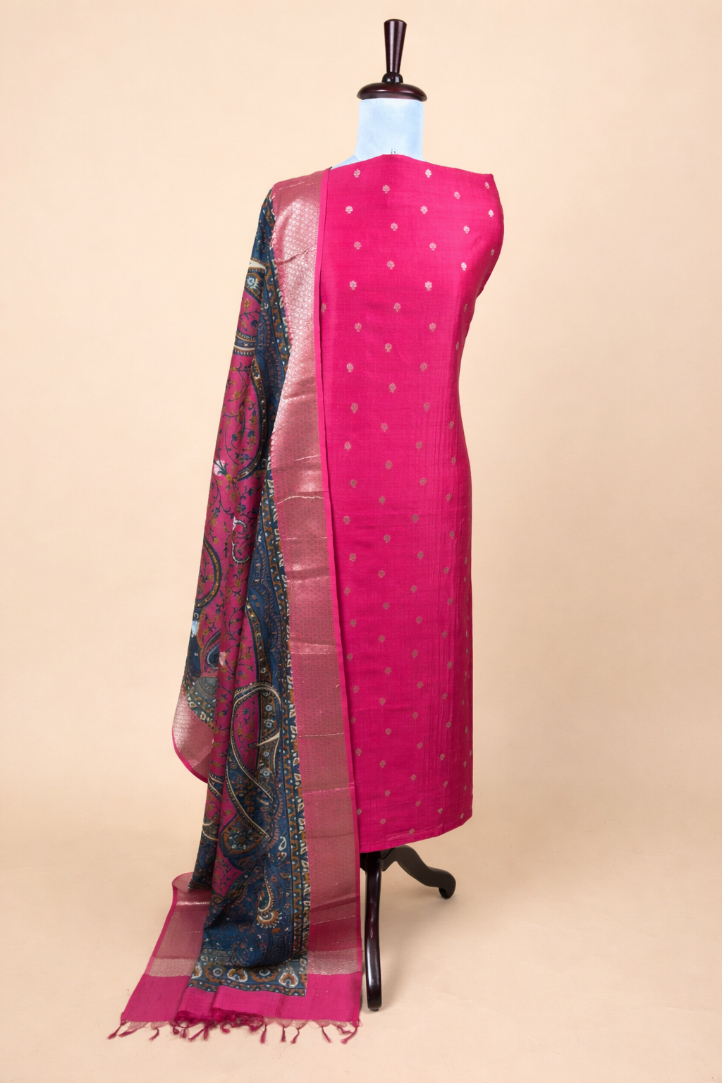 Pink Pure Chanderi with Banarasi Motifs Embroidery Suit with Dupatta