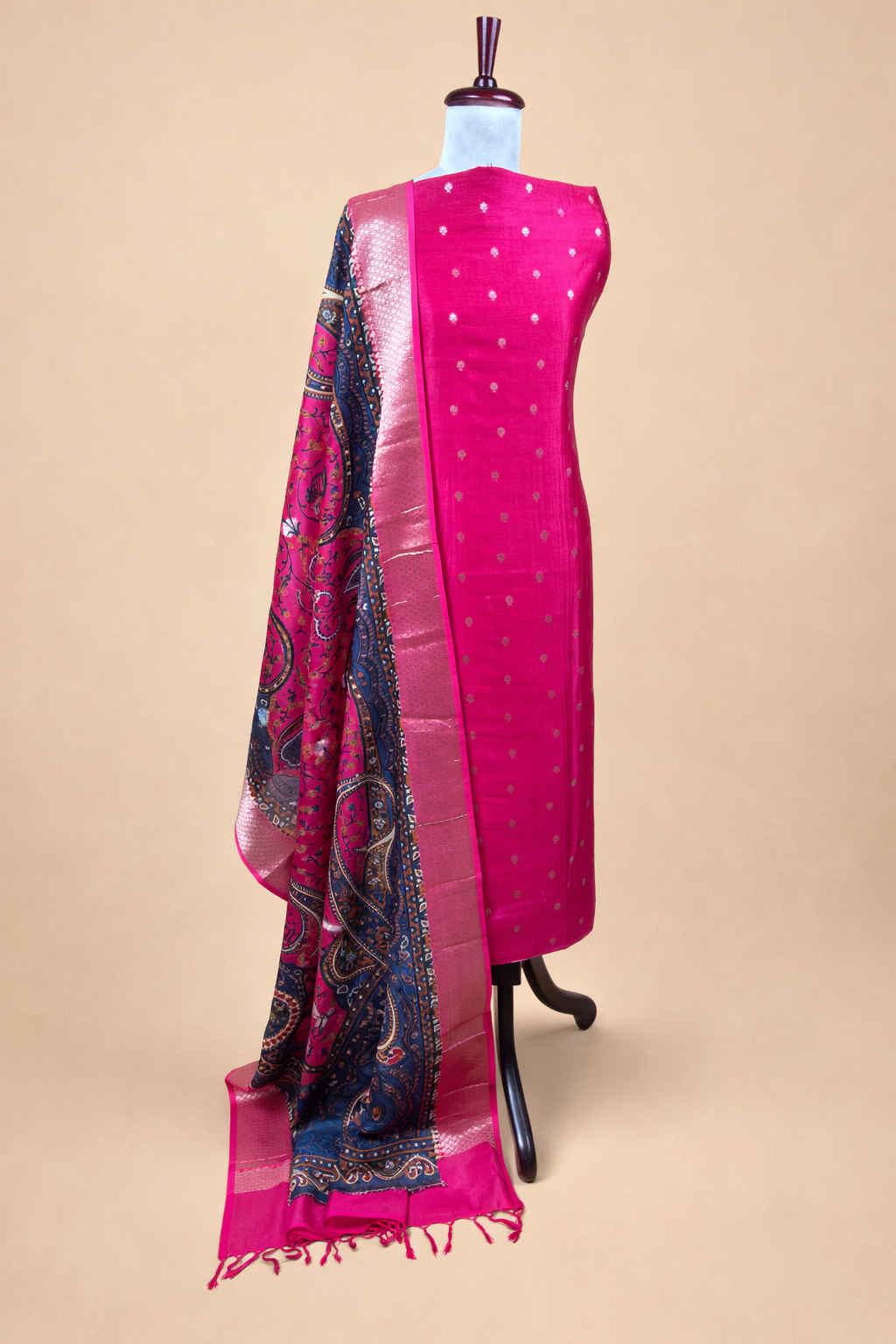 Pink Pure Chanderi with Banarasi Motifs Embroidery Suit with Dupatta