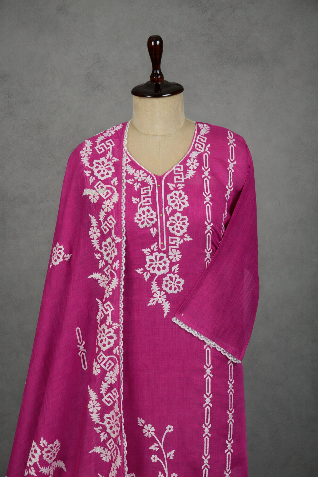 Pure Mulmul Chanderi Applique Embroidery Suit