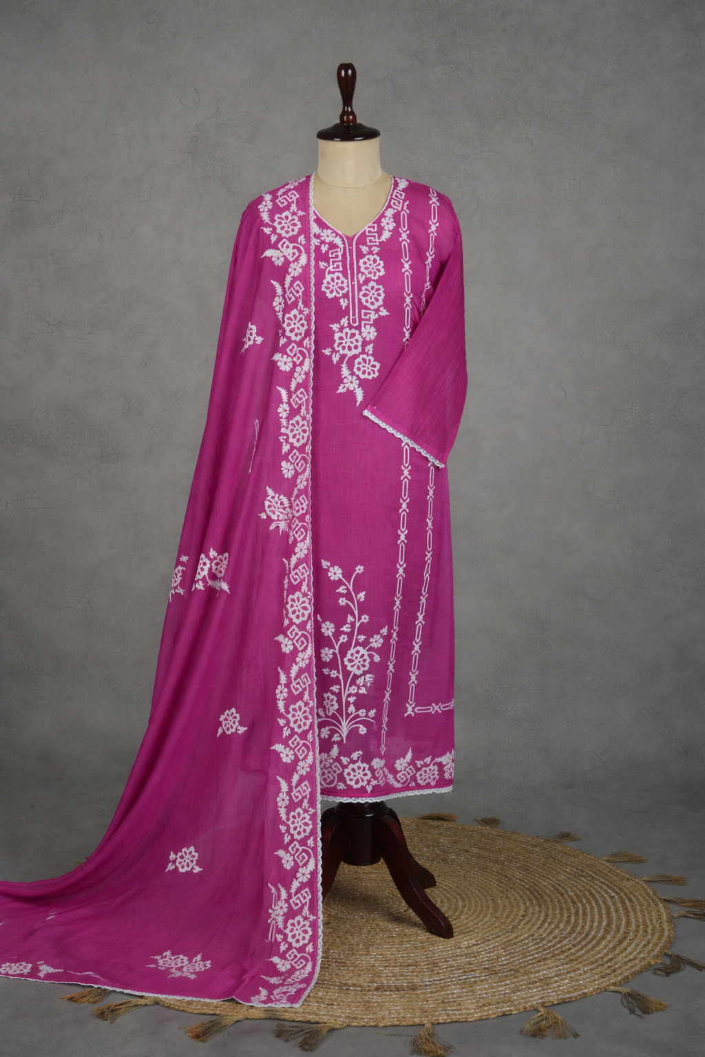 Pure Mulmul Chanderi Applique Embroidery Suit