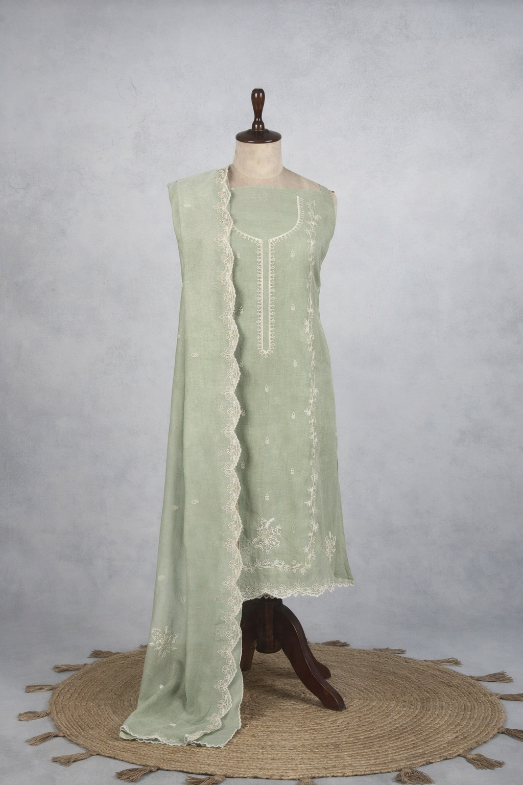 Pure Mulmul Chanderi Gotta Dori Embroidery Suit