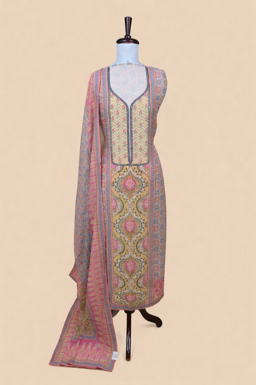 Pink Meher Unstitched Suit