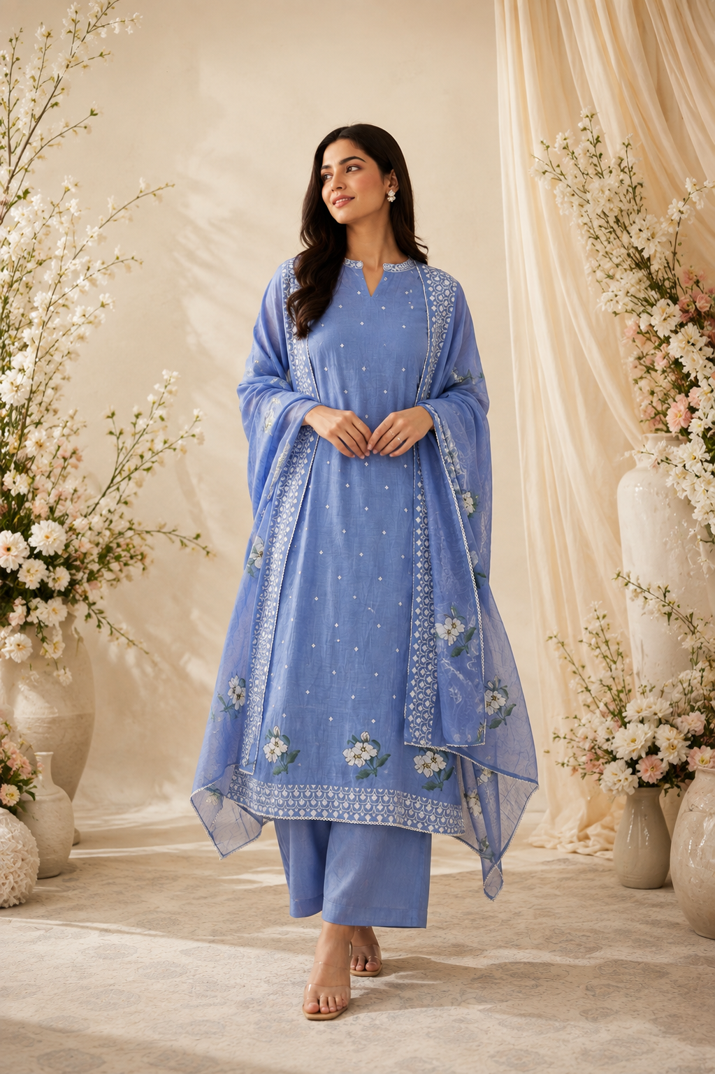Eira Bloom Mulmul Chanderi Unstitched Suit