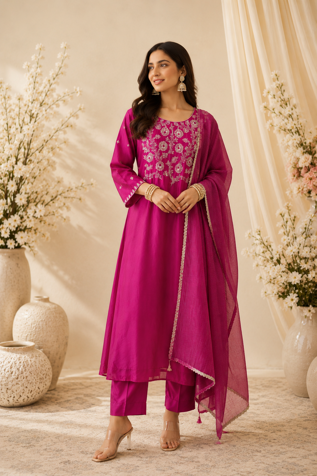 Gulbano Chanderi Silk Kurta Set