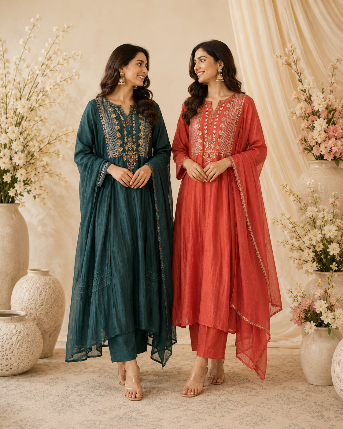 Jahanara Mulmul Chanderi Kurta Set